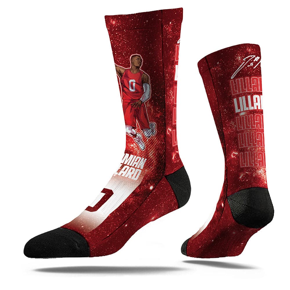 Strideline Socks M/L (8-12 US) Damian Lillard Portland Trail Blazers Strideline NBA Galaxy Classic Crew Socks - Red