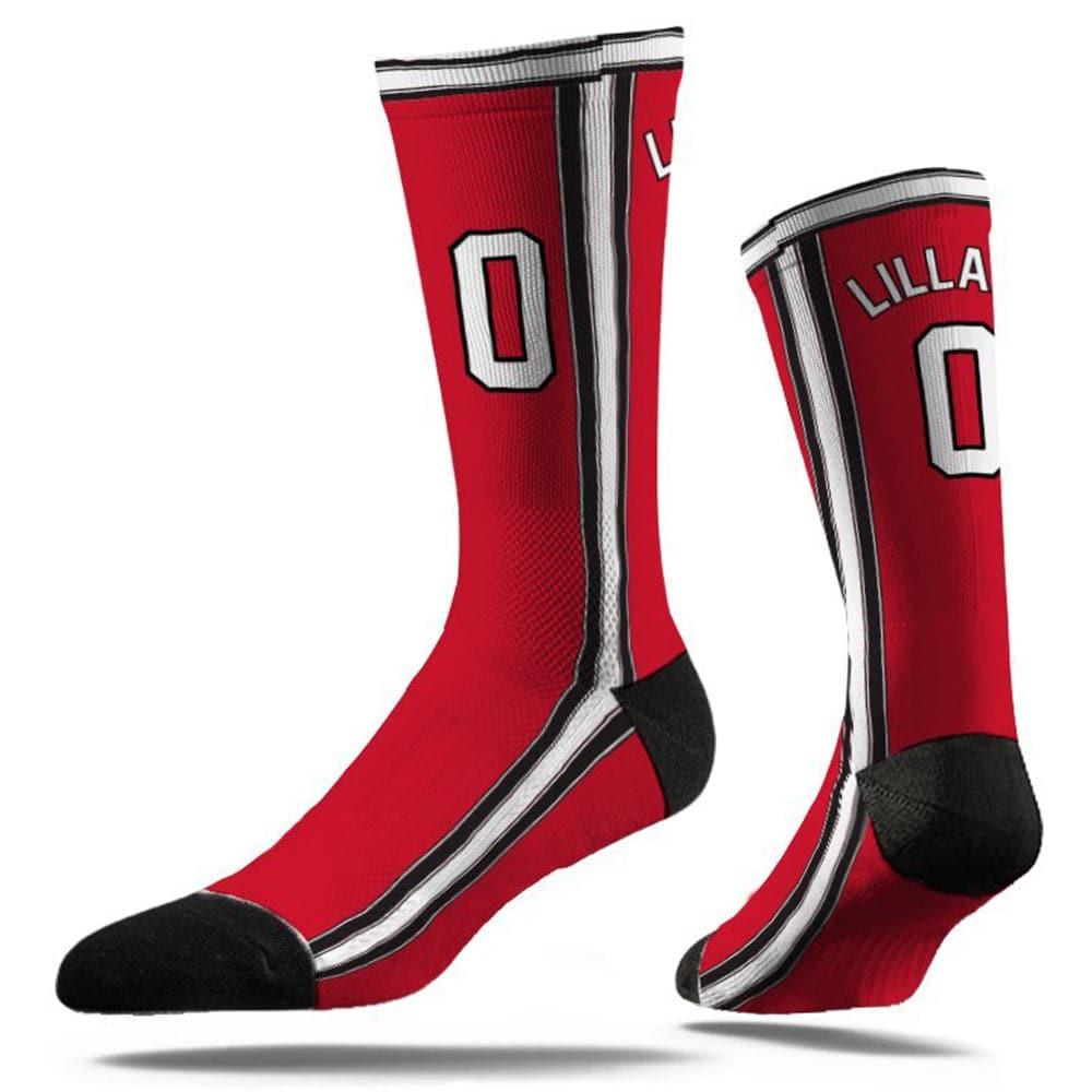 Strideline Socks M/L (8-12 US) Damian Lillard Portland Trail Blazers Strideline NBA Jersey Classic Crew Socks - Red