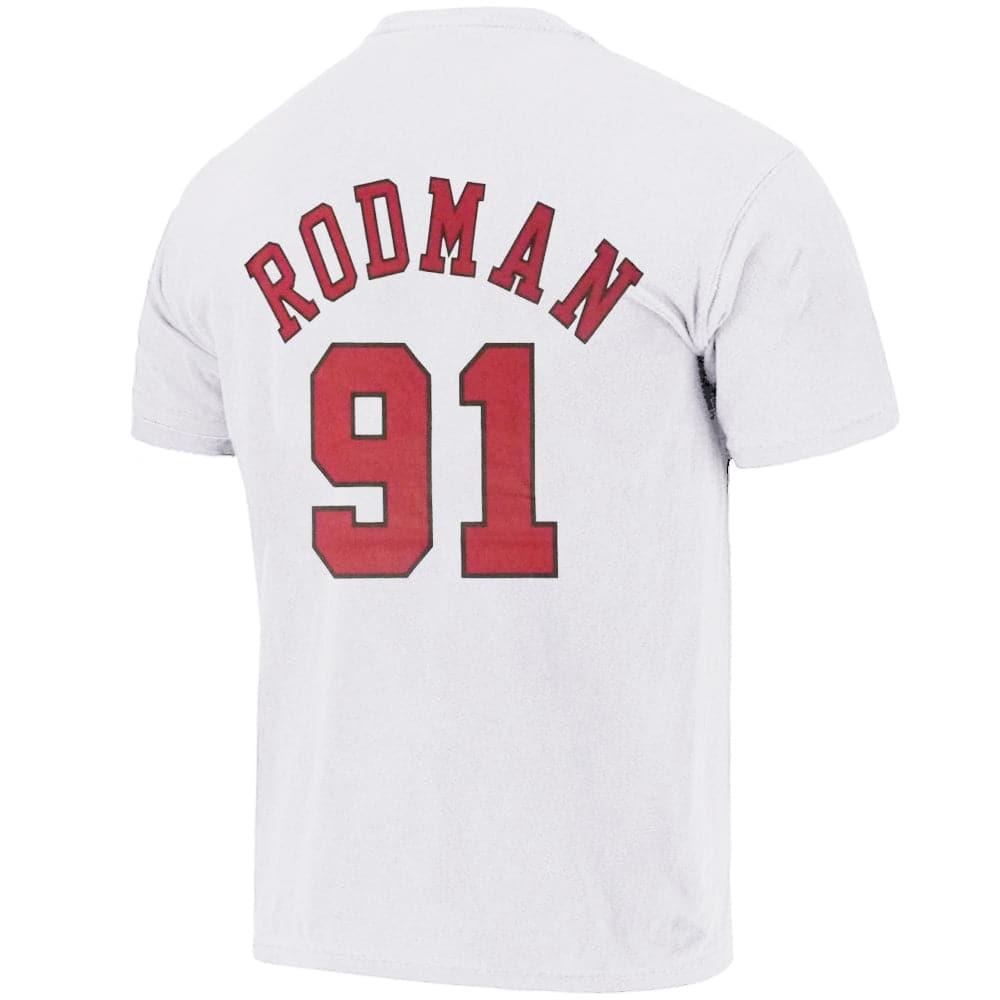 Mitchell And Ness T-Shirts Dennis Rodman Chicago Bulls Mitchell & Ness NBA Name & Number Vintage T-Shirt - White