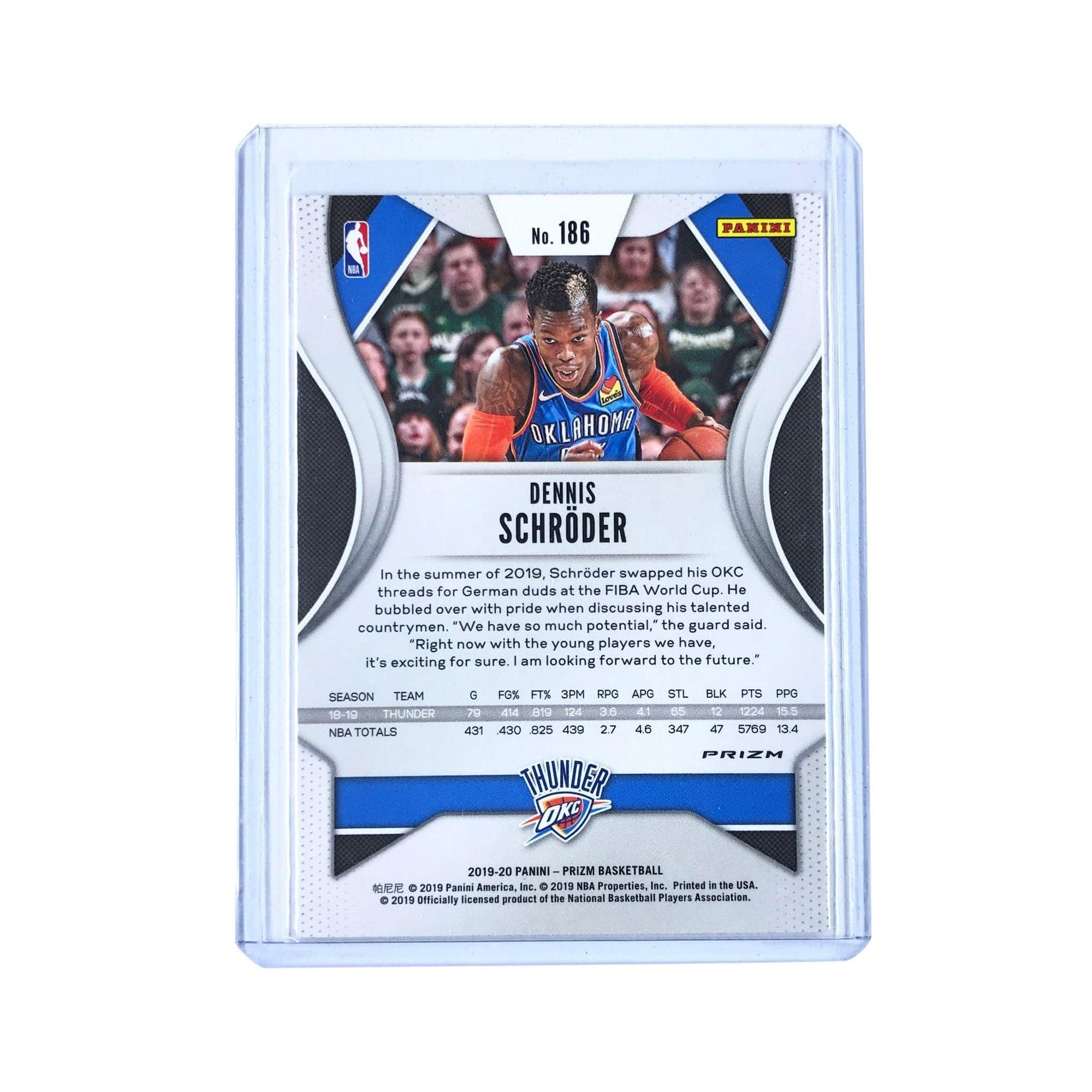 Panini Cards Dennis Schroder Oklahoma City Thunder 2019-20 Panini Prizm NBA Red Wave 186 Card