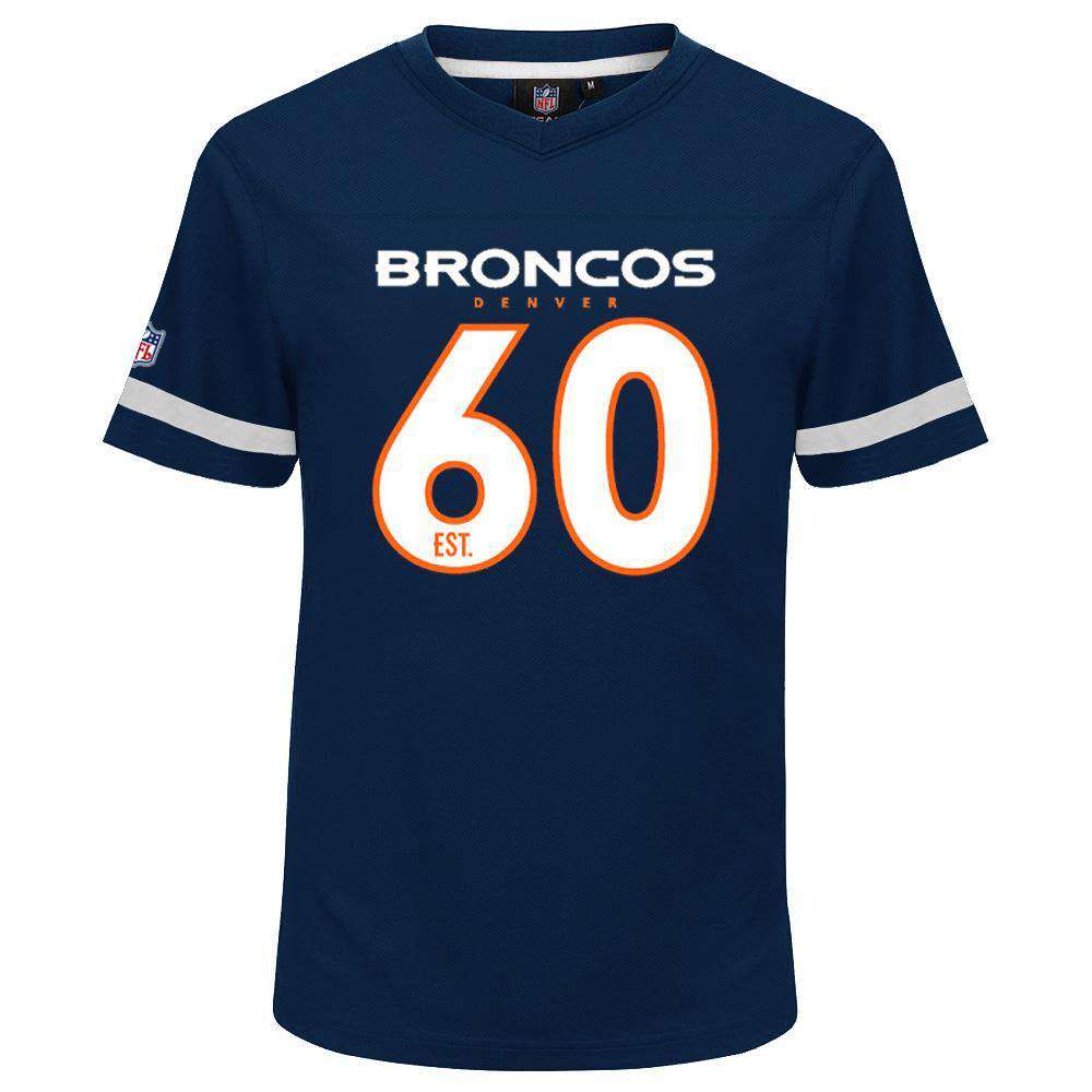 Majestic Athletic T-Shirts Denver Broncos Majestic NFL Poly Mesh Jersey Shirt - Navy