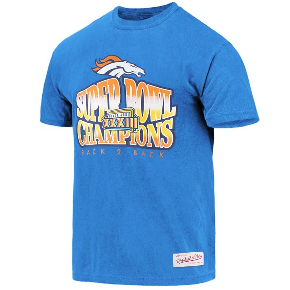Mitchell And Ness T-Shirts Denver Broncos Mitchell & Ness NFL Champs Vintage T-Shirt - Faded Blue