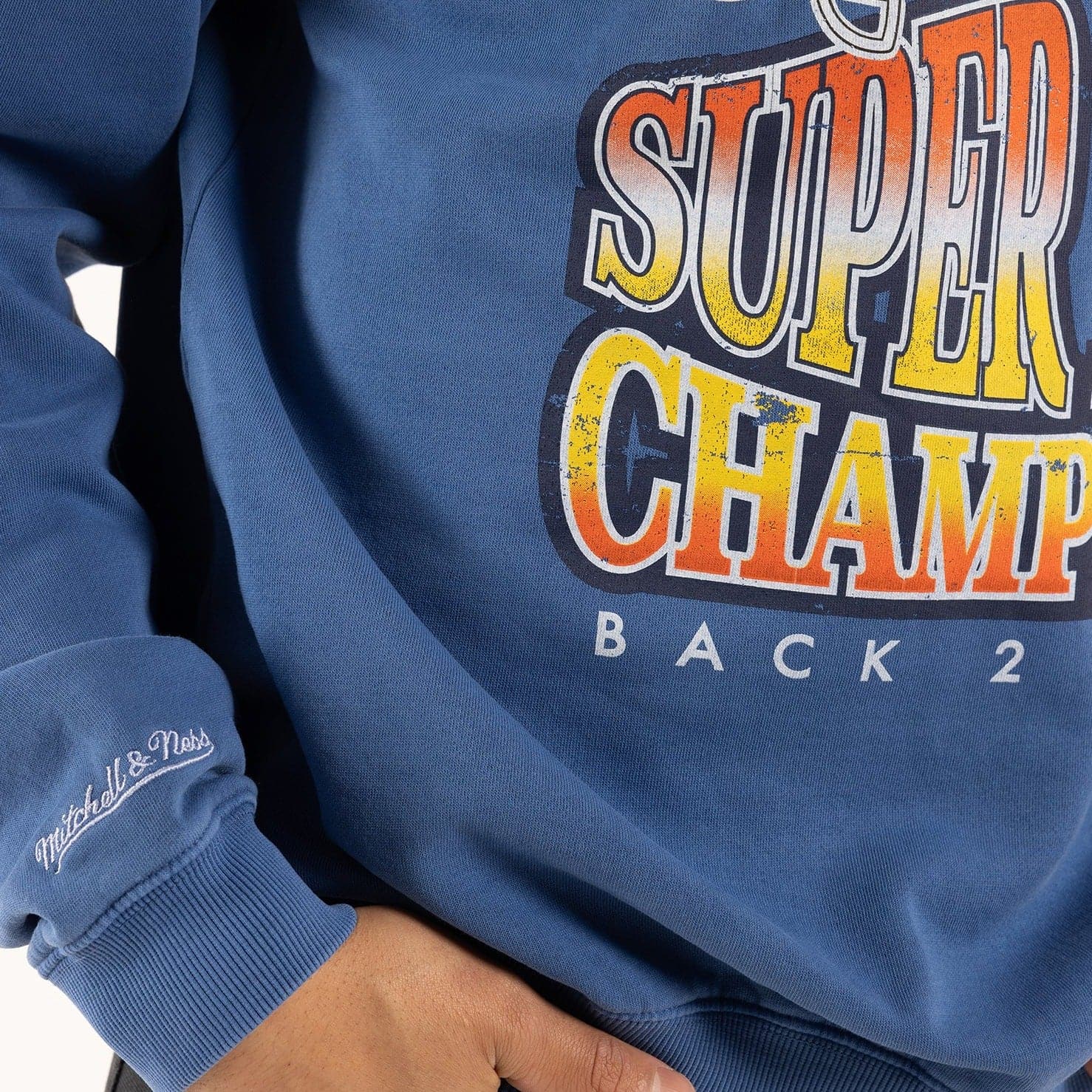 Mitchell And Ness Jumpers Denver Broncos Mitchell & Ness NFL Throwback Champs Vintage Crew Jumper - Faded Blue