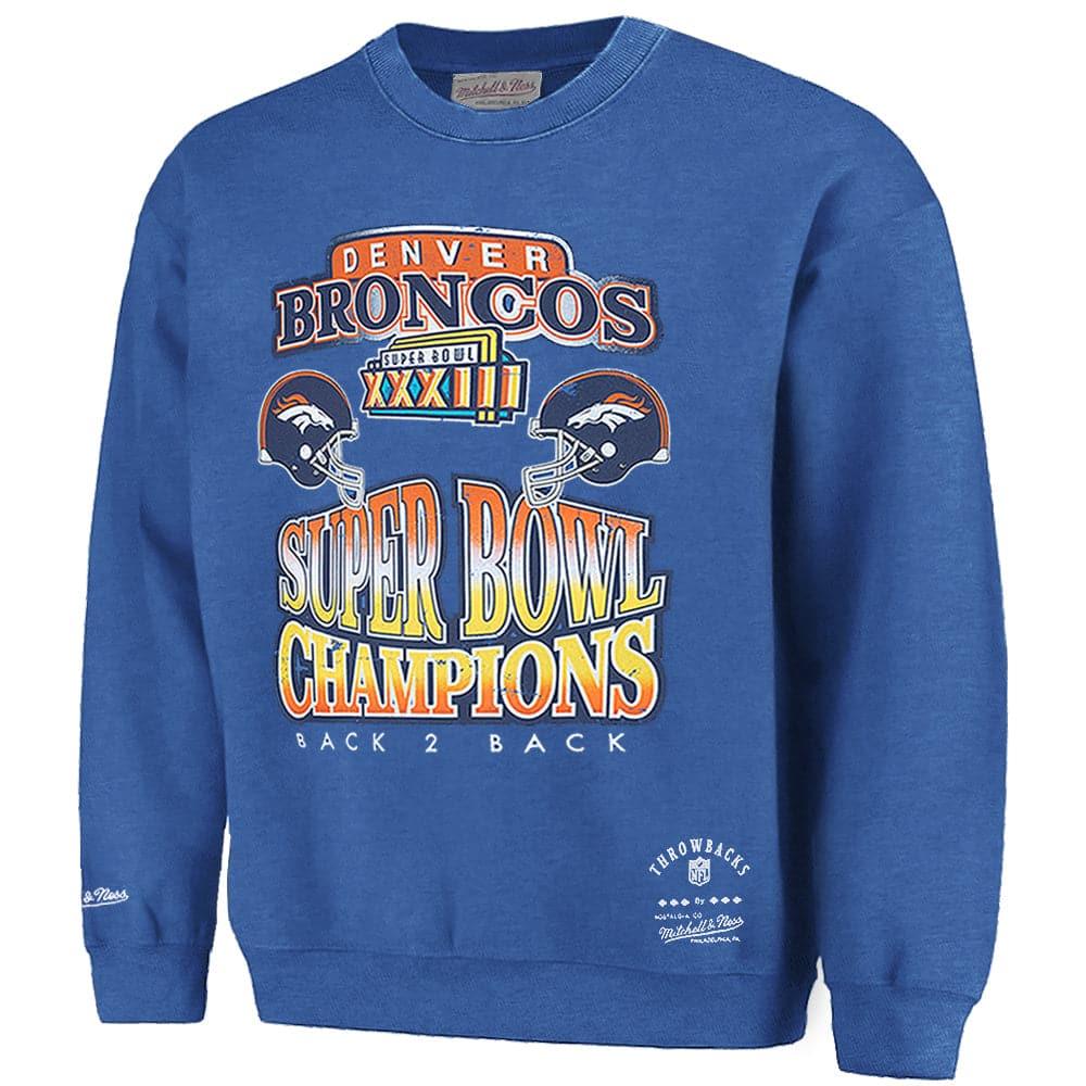 Mitchell And Ness Jumpers Denver Broncos Mitchell & Ness NFL Throwback Champs Vintage Crew Jumper - Faded Blue