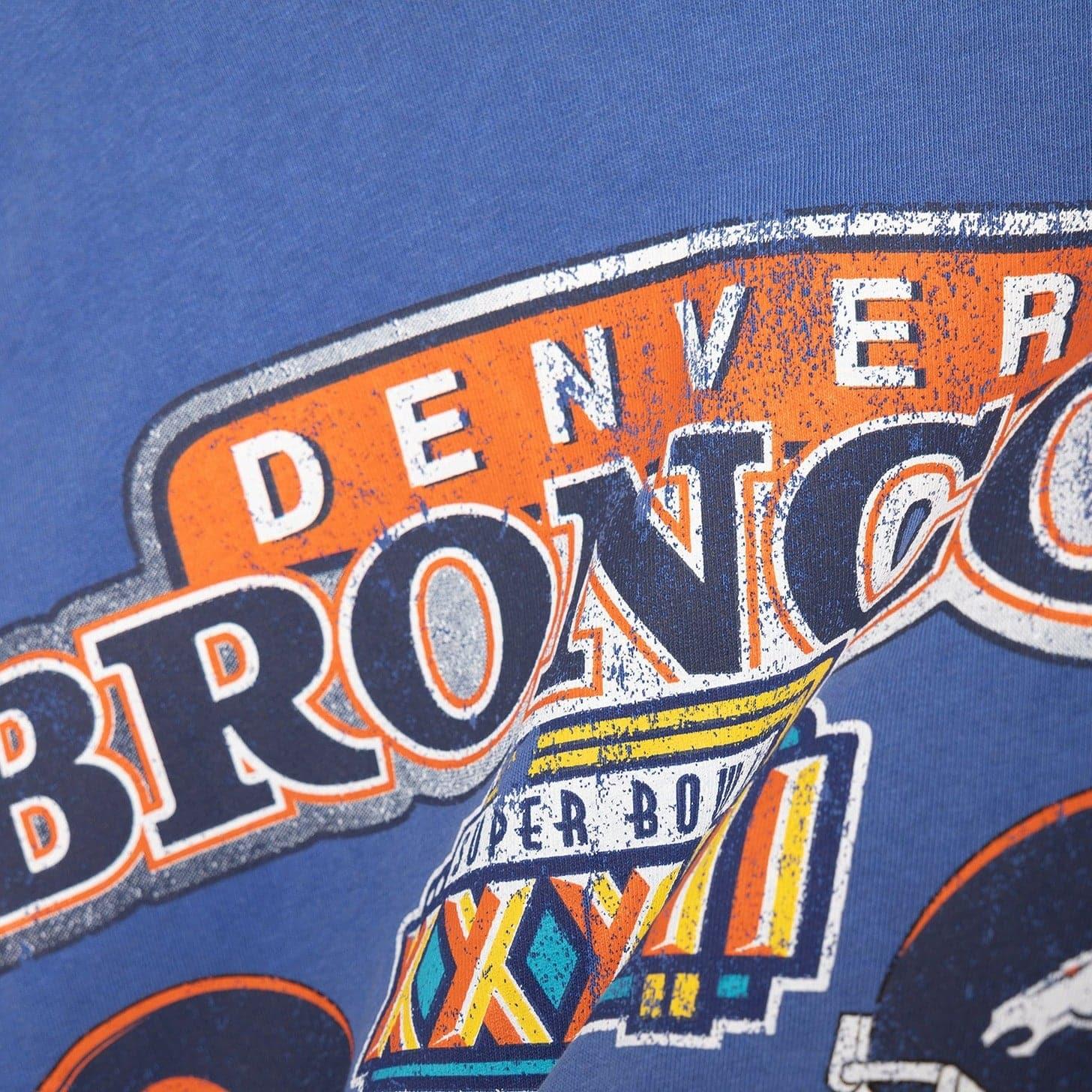 Mitchell And Ness T-Shirts Denver Broncos Mitchell & Ness NFL Throwback Champs Vintage T-Shirt - Faded Blue