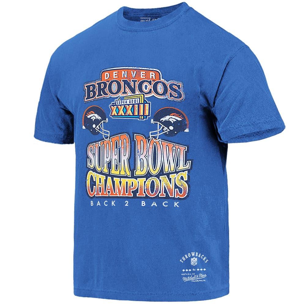 Mitchell And Ness T-Shirts Denver Broncos Mitchell & Ness NFL Throwback Champs Vintage T-Shirt - Faded Blue