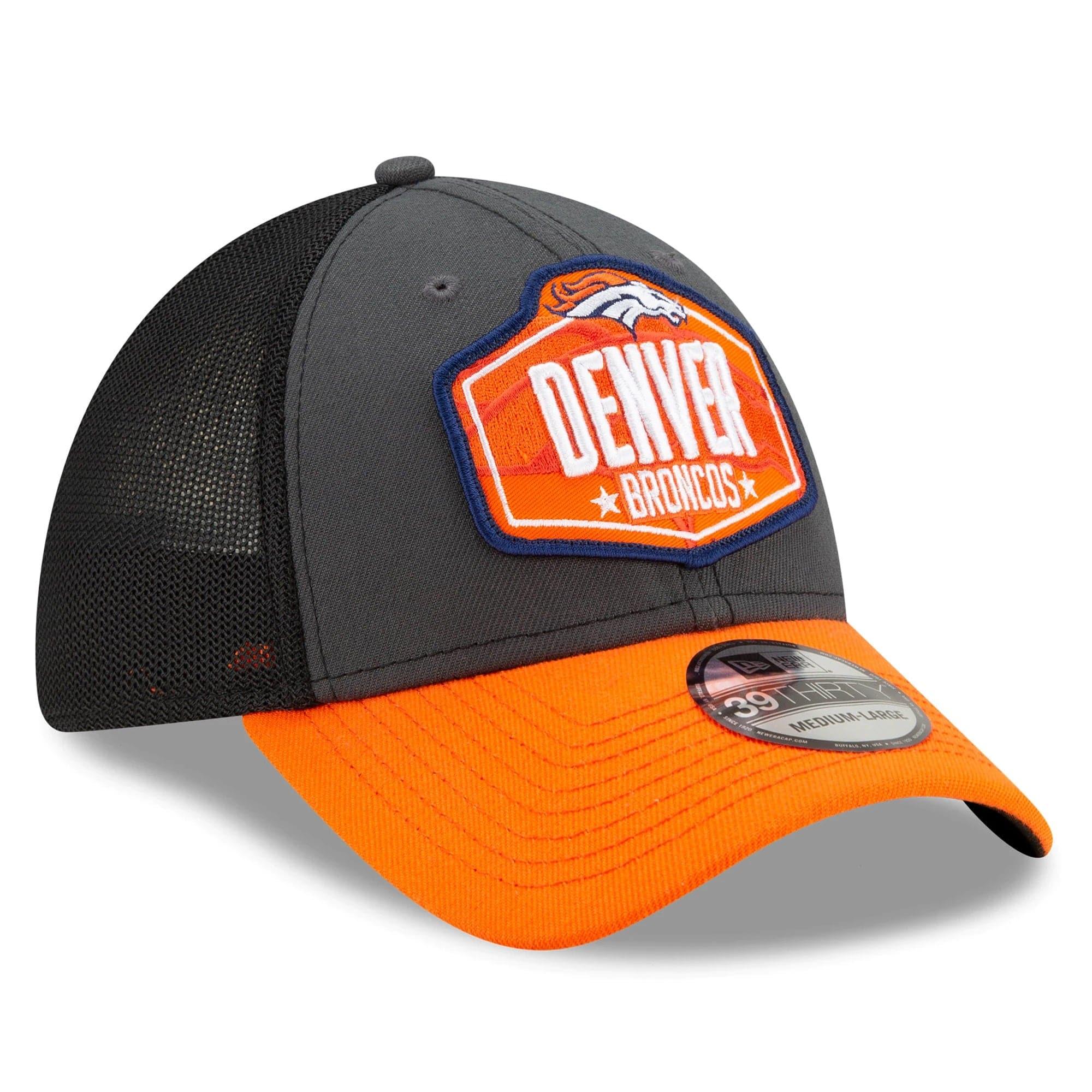New Era Caps Denver Broncos New Era 2021 NFL Draft 39THIRTY Flex Fit Curve Hat - Graphite