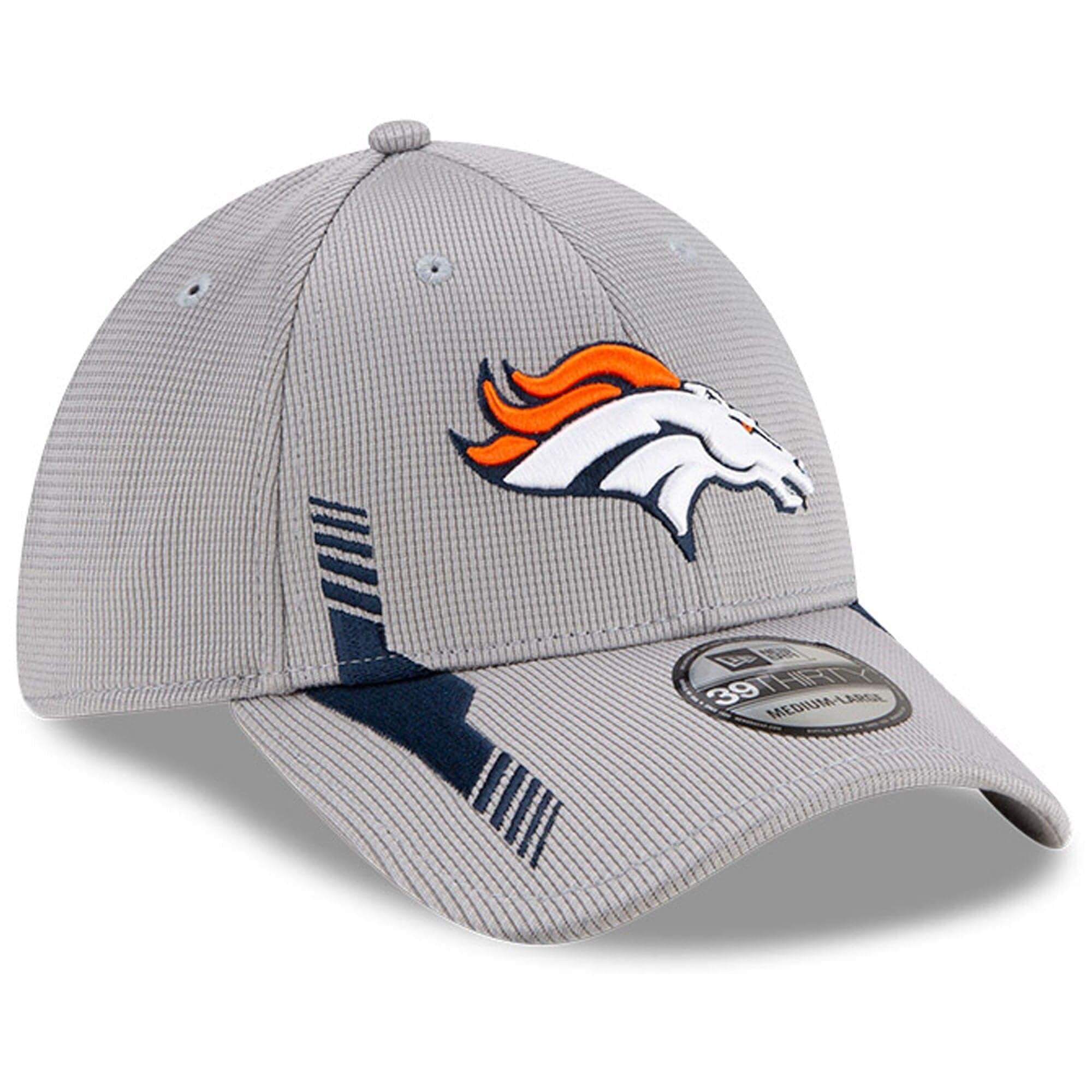 New Era Caps Denver Broncos New Era NFL 2021 Sideline Home 39THIRTY Flex Fit Hat - Grey