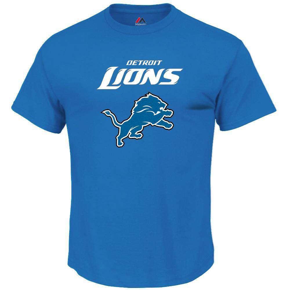Majestic Athletic T-Shirts Detroit Lions Majestic NFL Critical Victory T-Shirt - Blue
