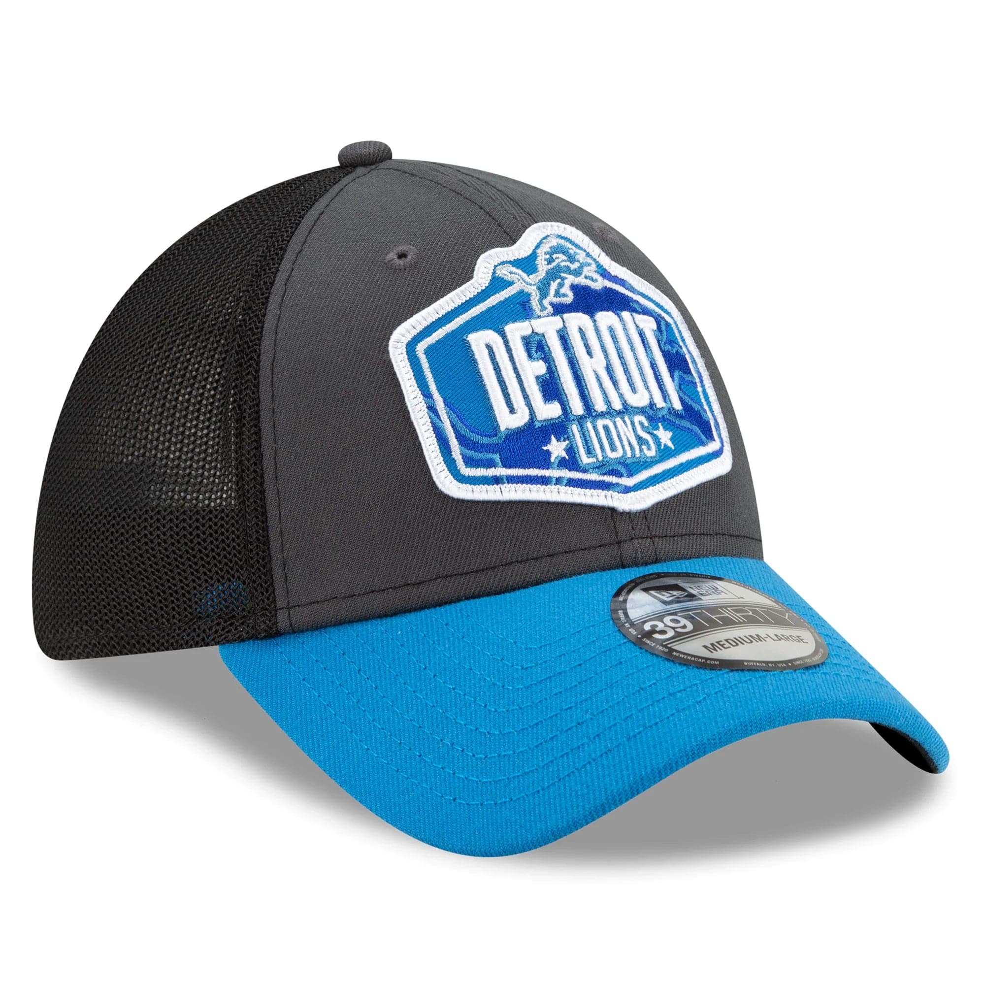 New Era Caps Detroit Lions New Era 2021 NFL Draft 39THIRTY Flex Fit Curve Hat - Graphite
