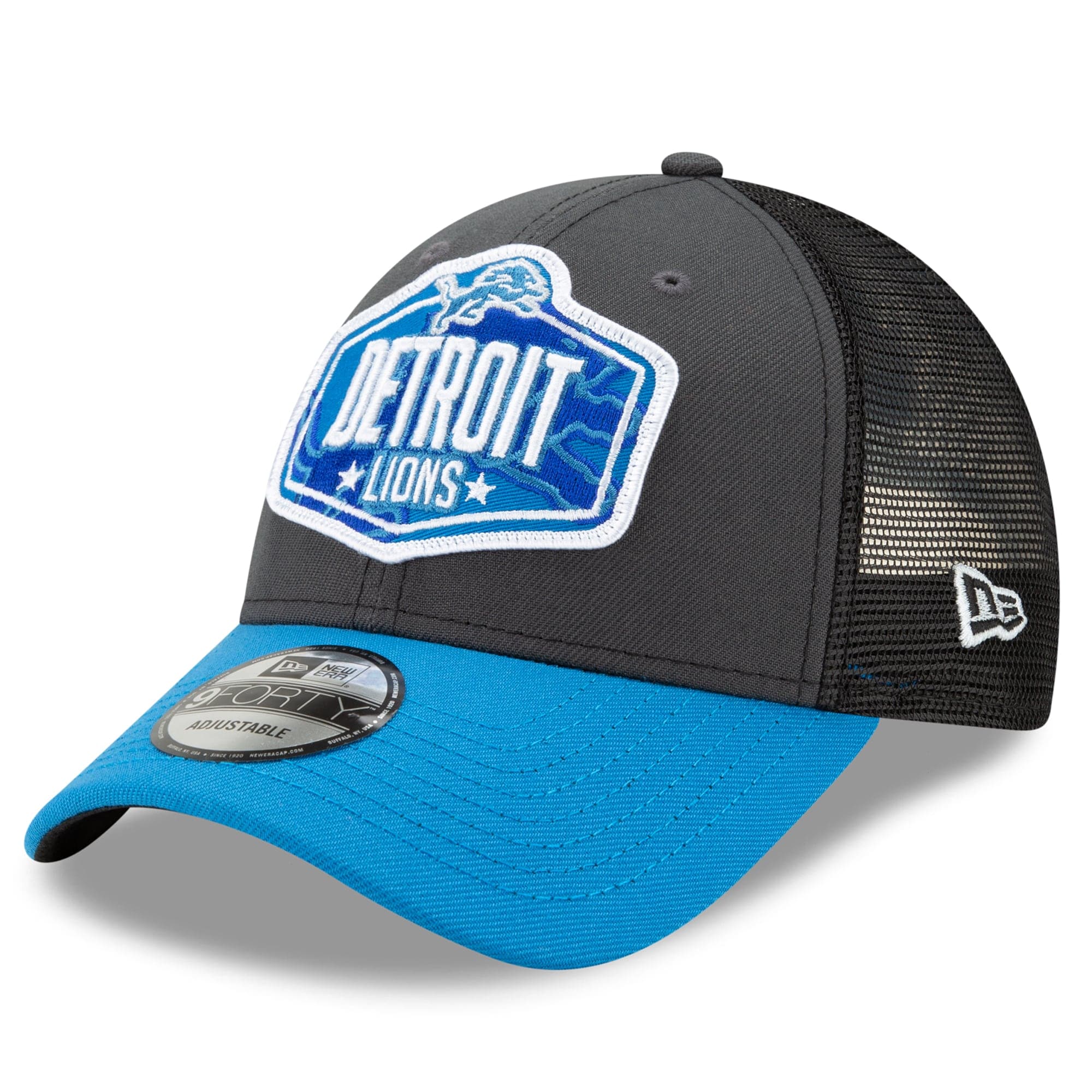 New Era Caps Detroit Lions New Era 2021 NFL Draft 9FORTY Snapback Curve Hat - Graphite