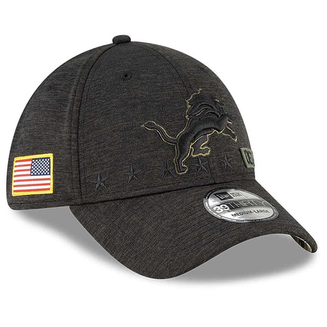 New Era Caps Detroit Lions New Era NFL 2020 Sideline 39THIRTY Flex Fit Curve Hat - Black