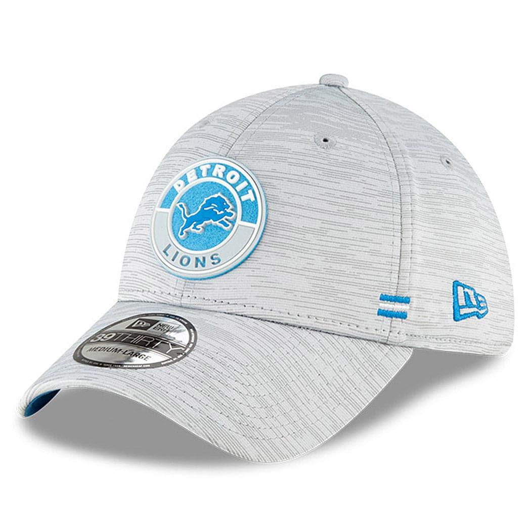 New Era Caps Detroit Lions New Era NFL 2020 Sideline 39THIRTY Flex Fit Curve Hat - Grey