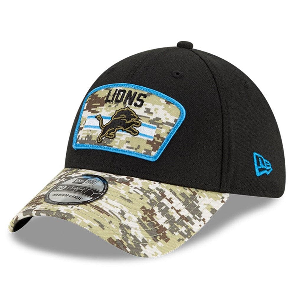 New Era Caps Detroit Lions New Era NFL 2021 Salute To Service 39THIRTY Flex Fit Hat - Black
