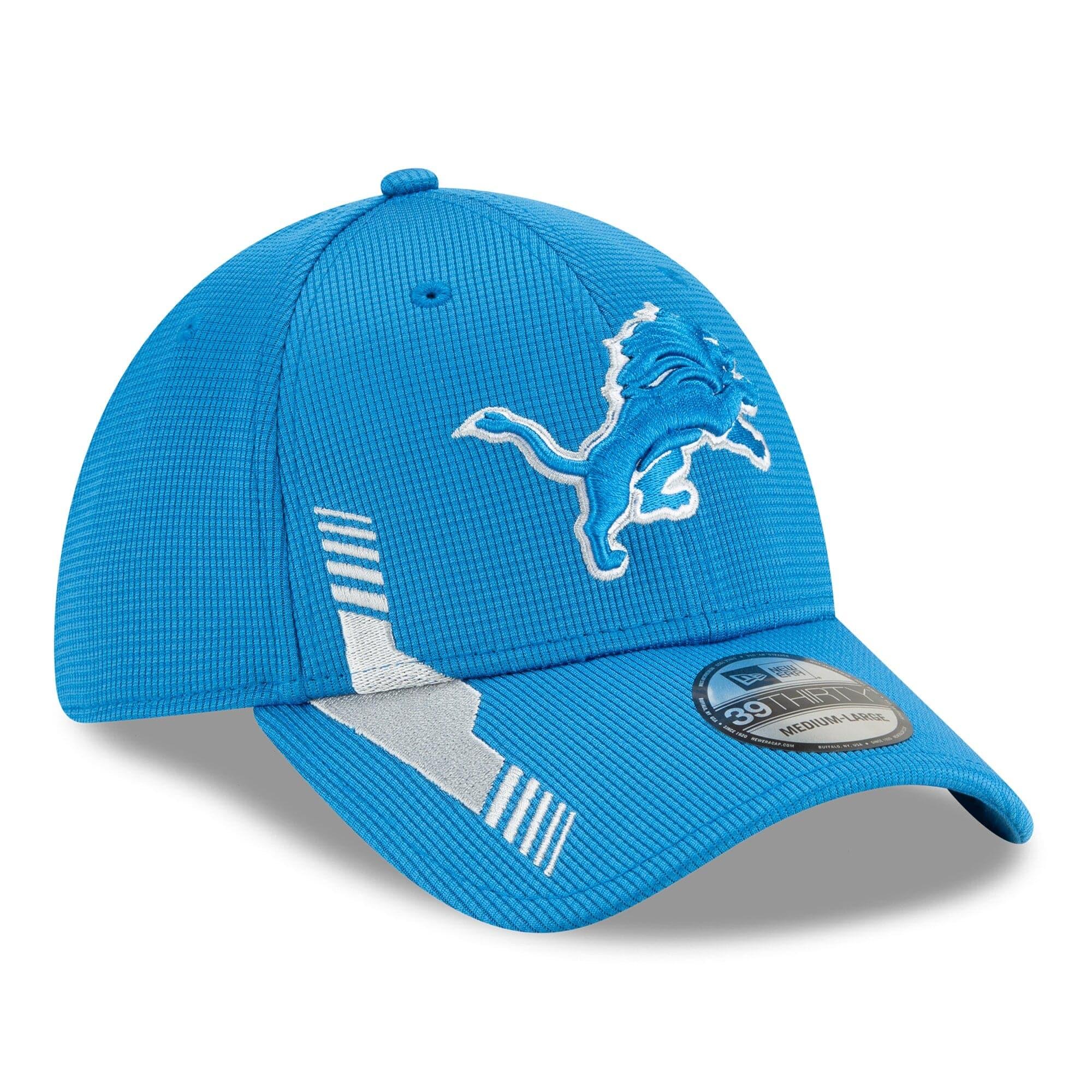 New Era Caps Detroit Lions New Era NFL 2021 Sideline Home 39THIRTY Flex Fit Hat - Blue