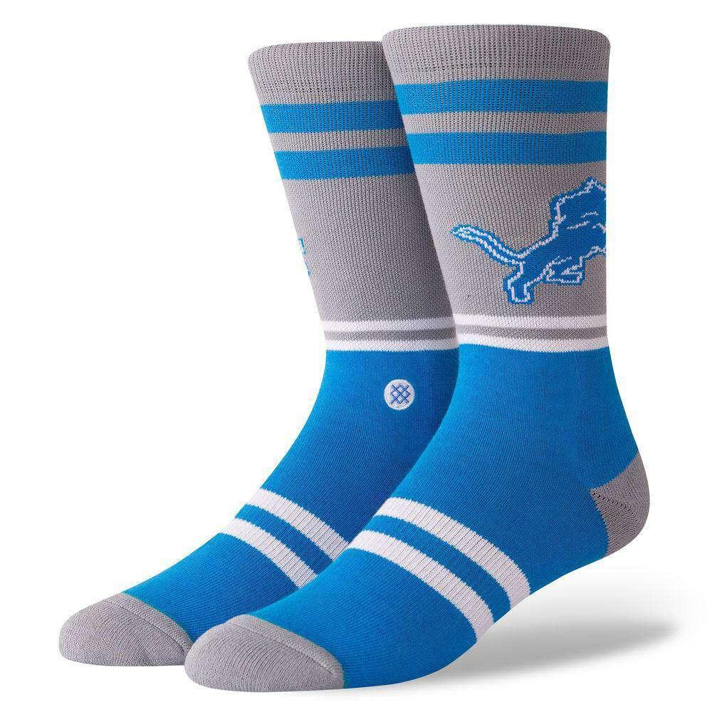 Stance Socks Large (9-12 US) Detroit Lions Stance NFL Logo Stripe Crew Socks - Grey