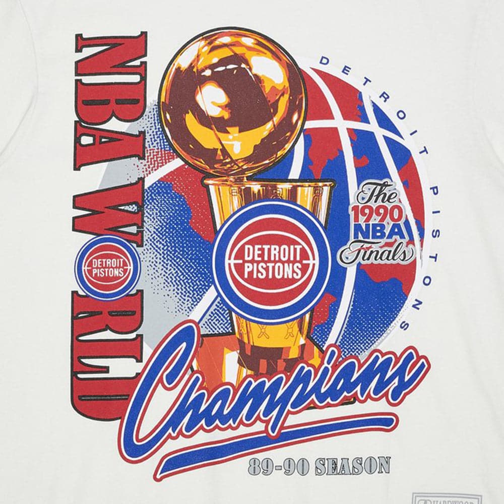 Mitchell And Ness T-Shirts Detroit Pistons Mitchell & Ness NBA HWC 1990 Champions Vintage T-Shirt - White