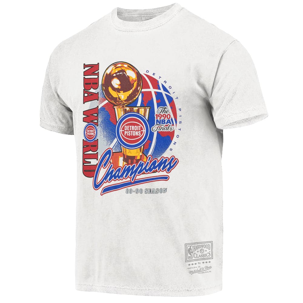 Mitchell And Ness T-Shirts Detroit Pistons Mitchell & Ness NBA HWC 1990 Champions Vintage T-Shirt - White