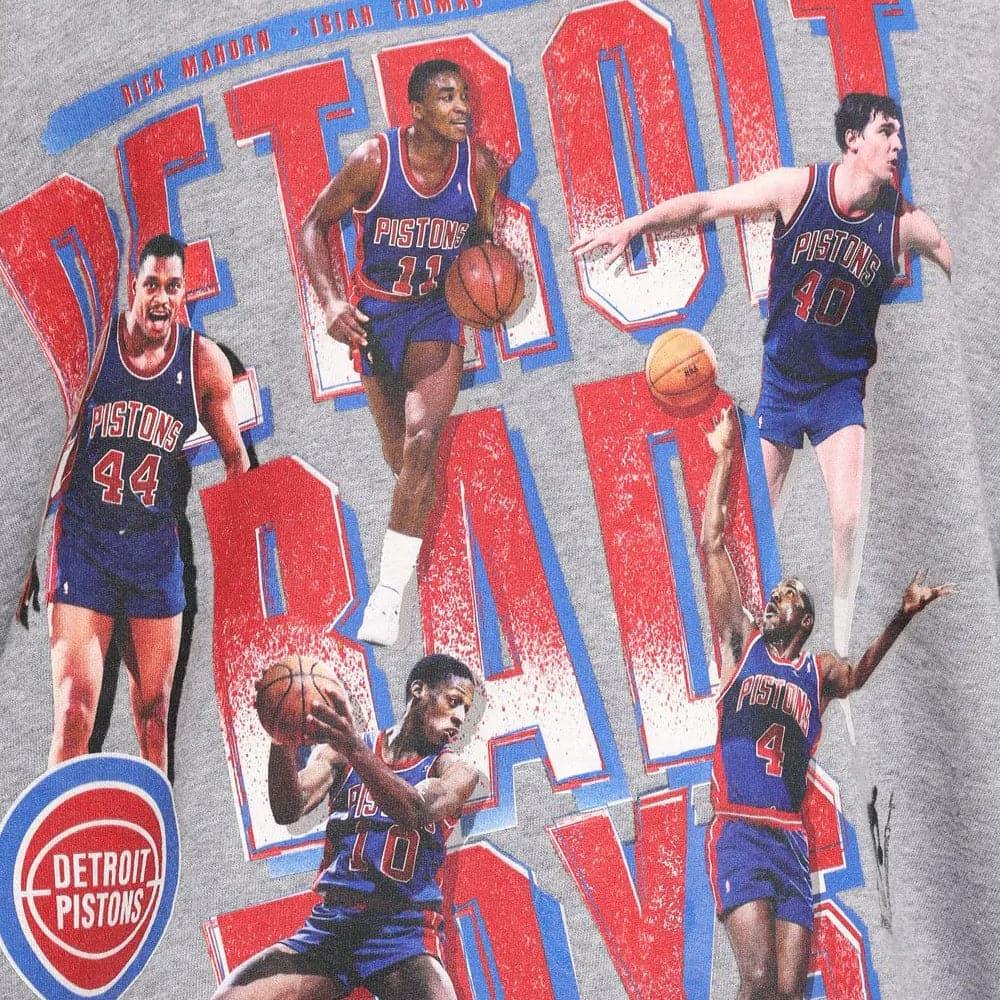 Mitchell And Ness Jumpers Detroit Pistons Mitchell & Ness NBA HWC Bad Boys Champs Vintage Crew Jumper - Grey Marle