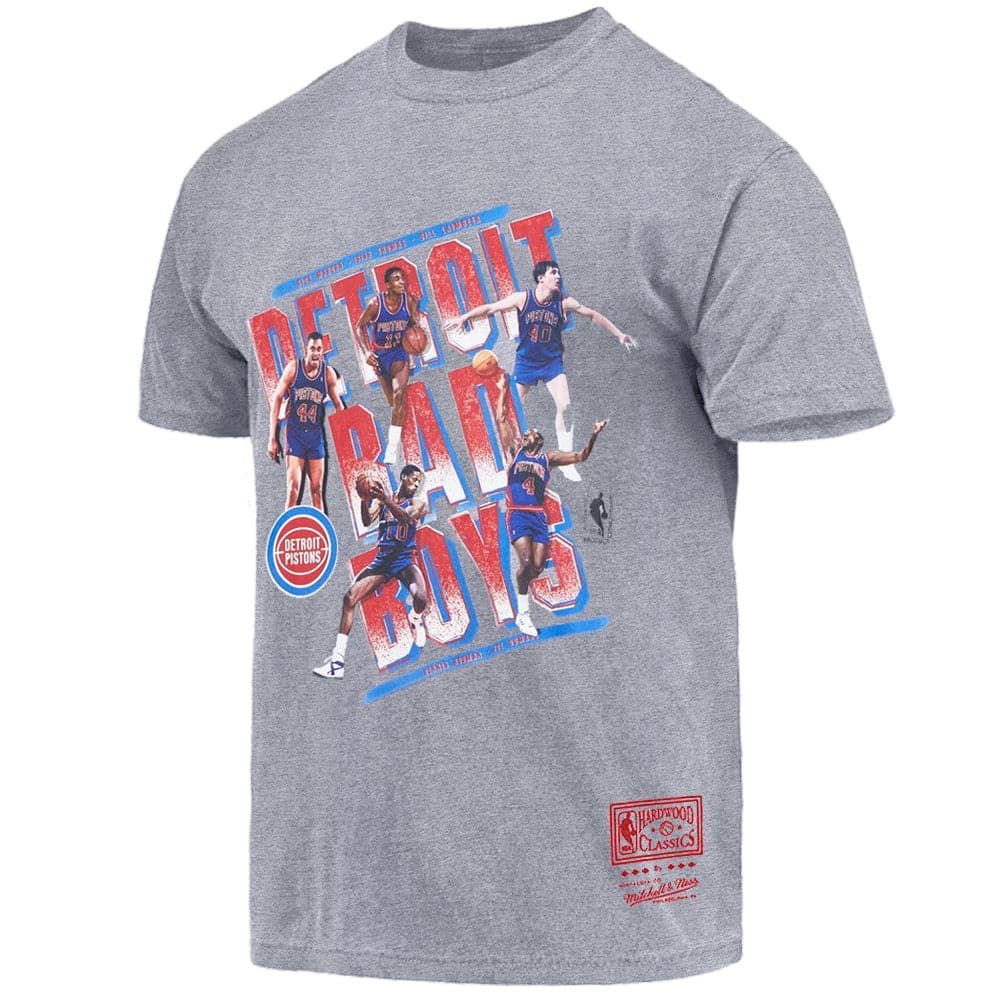 Mitchell And Ness T-Shirts Detroit Pistons Mitchell & Ness NBA HWC Bad Boys Vintage T-Shirt - Grey Marle