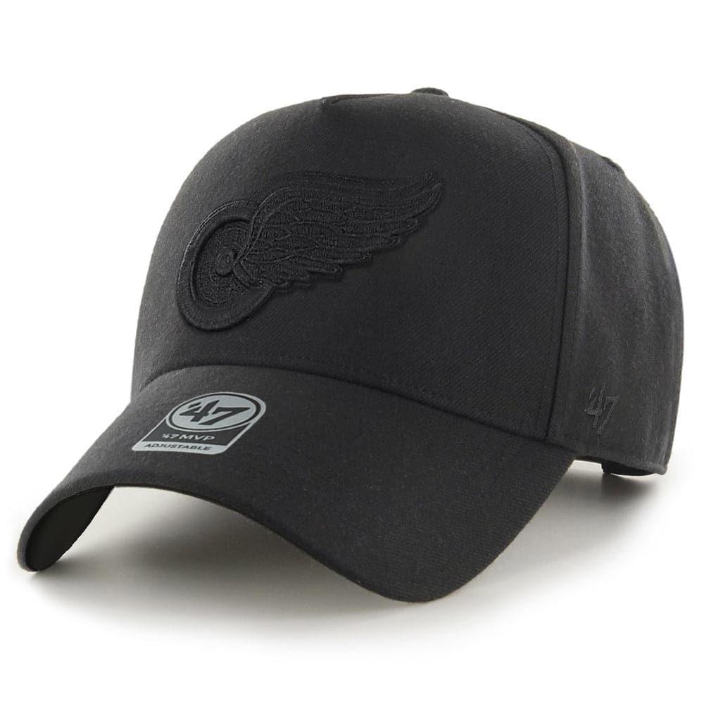 47 Brand Caps Detroit Red Wings ’47 NHL Black On Black MVP DT Pinch Snapback Hat - Black