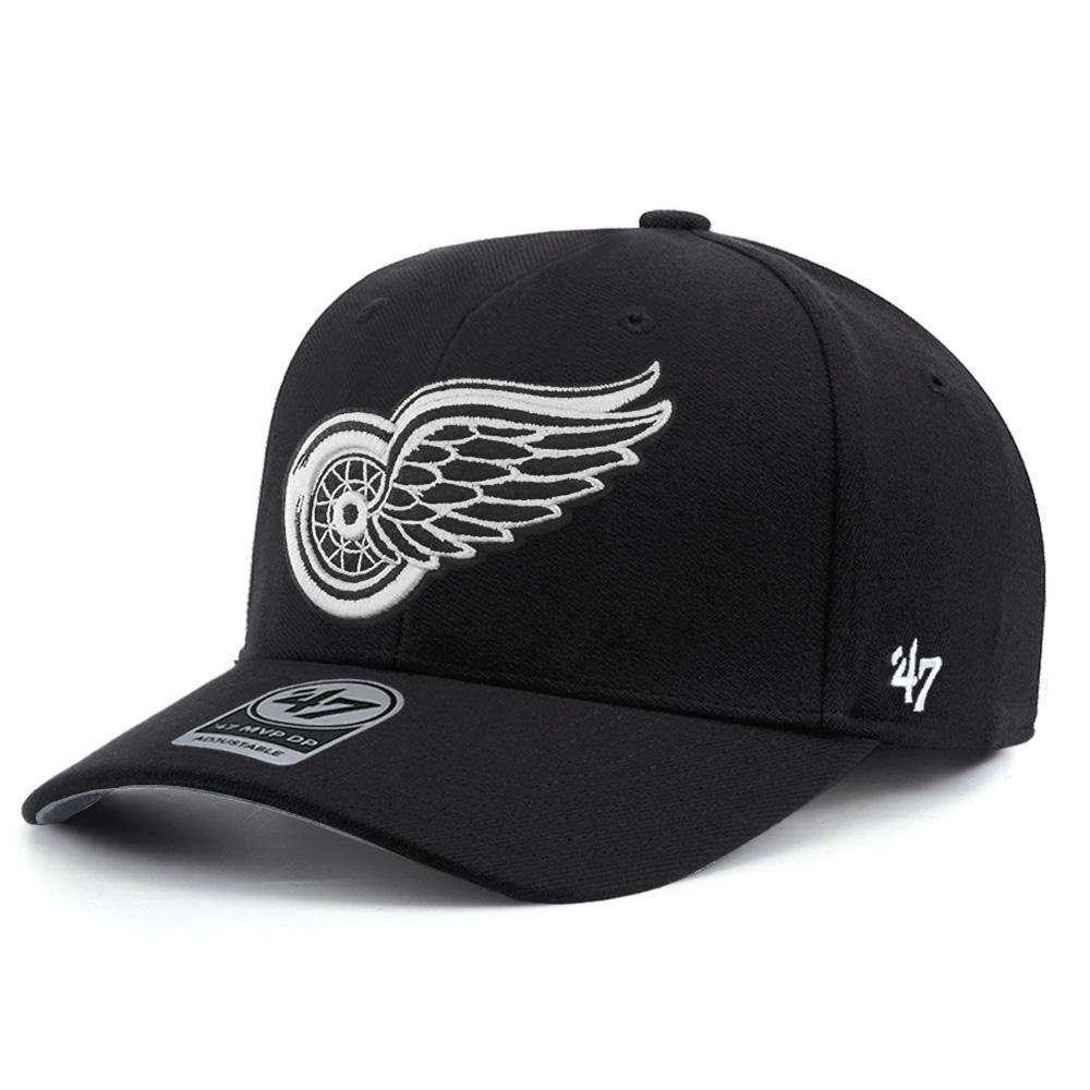 47 Brand Caps Detroit Red Wings '47 NHL Black & White Audible DB Pre-Curved Snapback Hat