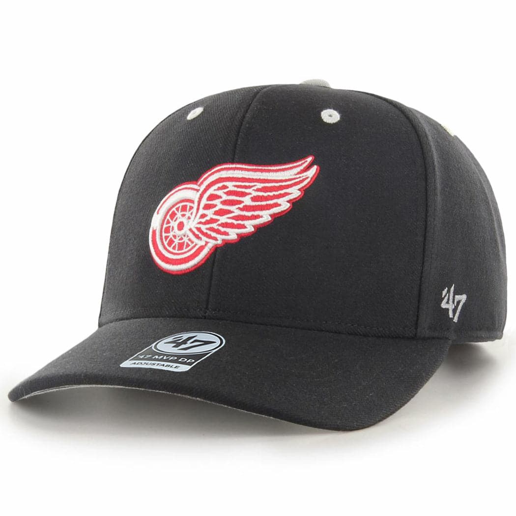 47 Brand Caps Detroit Red Wings '47 NHL Grey Pop MVP DP Pre-Curved Snapback Hat - Black