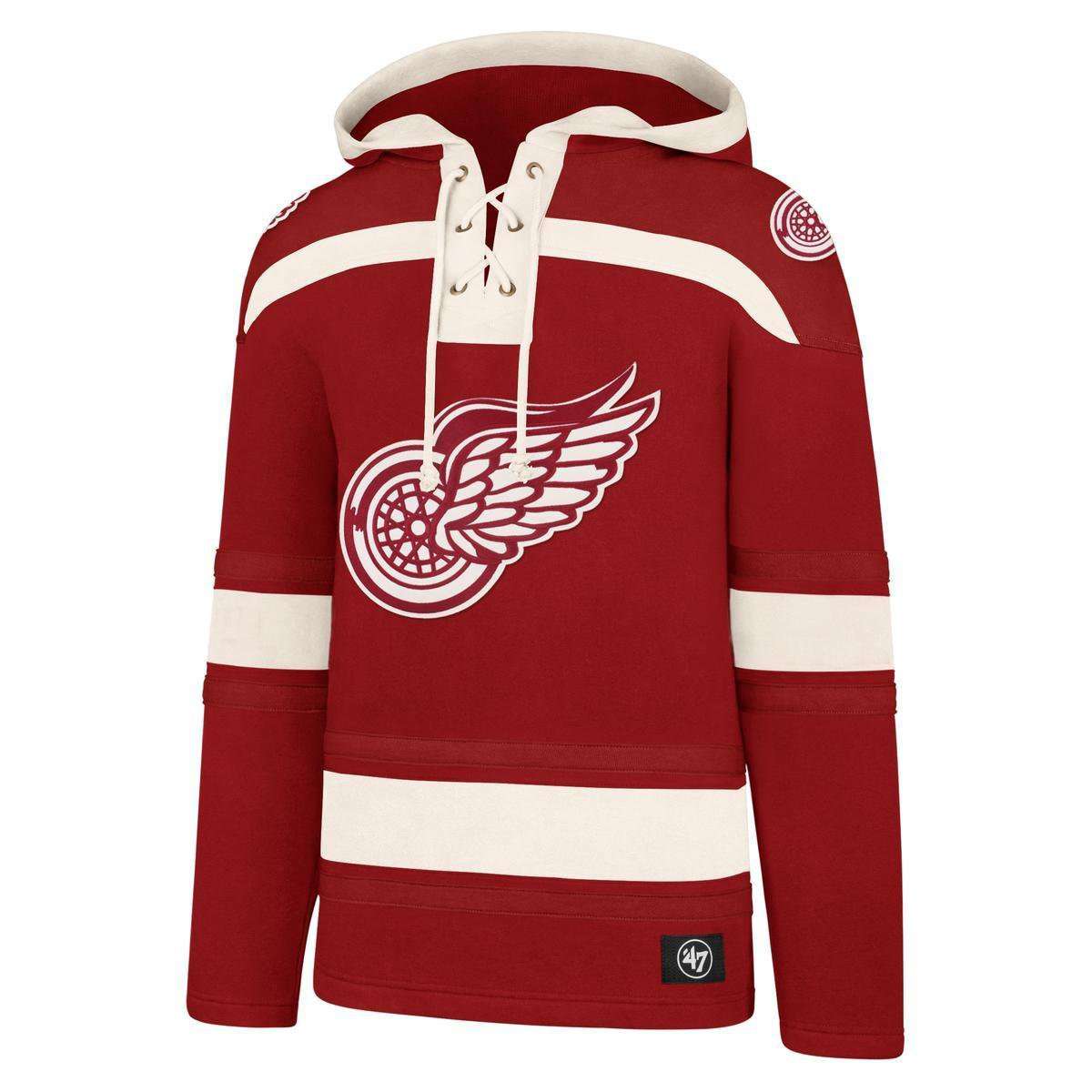 47 Brand Jumpers Detroit Red Wings '47 NHL Lacer Hoodie Jumper - Red