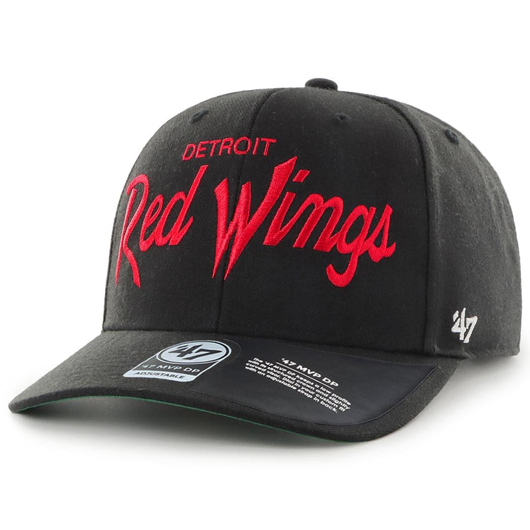 47 Brand Caps Detroit Red Wings ‘47 NHL Replica Script MVP DP Pre-Curved Snapback Hat - Black