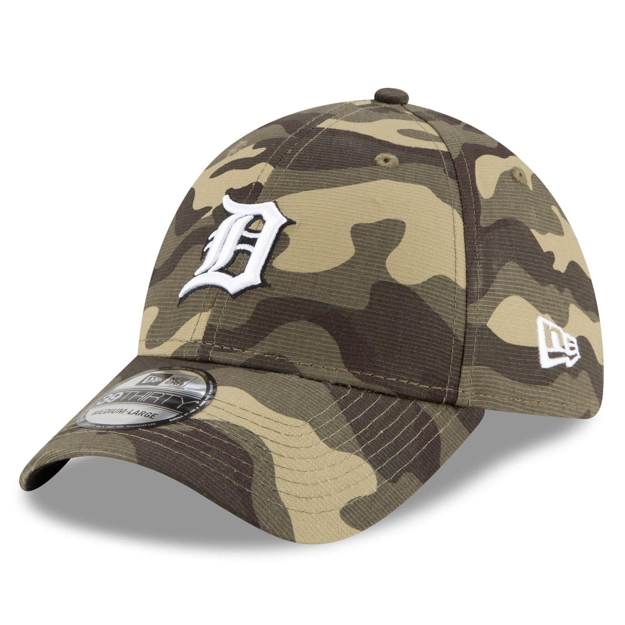 New Era Caps Detroit Tigers New Era MLB 2021 Armed Forces 39THIRTY Flex Fit Curve Hat - Camo