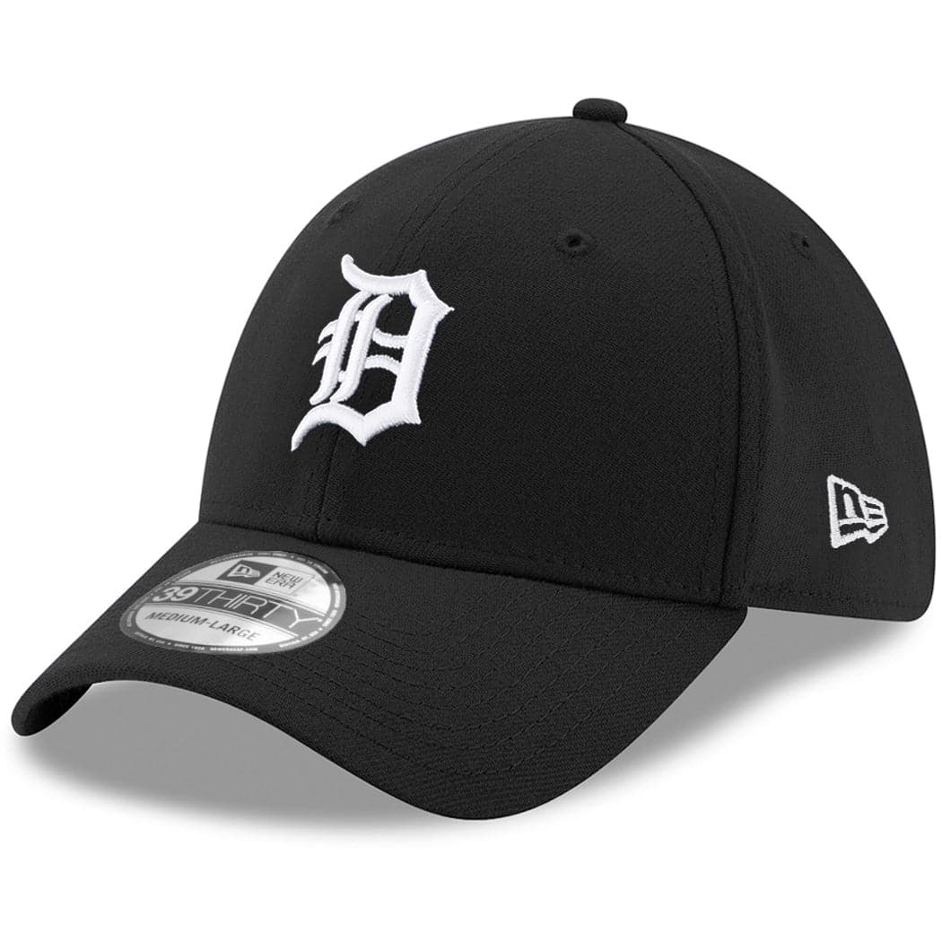 New Era Caps Detroit Tigers New Era MLB Monochrome 39THIRTY Flex Fit Curve Hat - Black