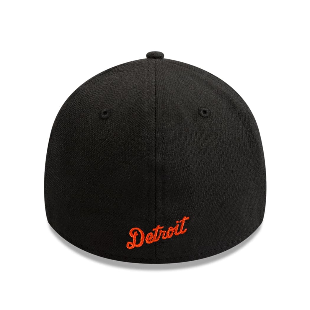 New Era Caps Detroit Tigers New Era MLB Outline Pop 39THIRTY Flex Fit Curve Hat - Black