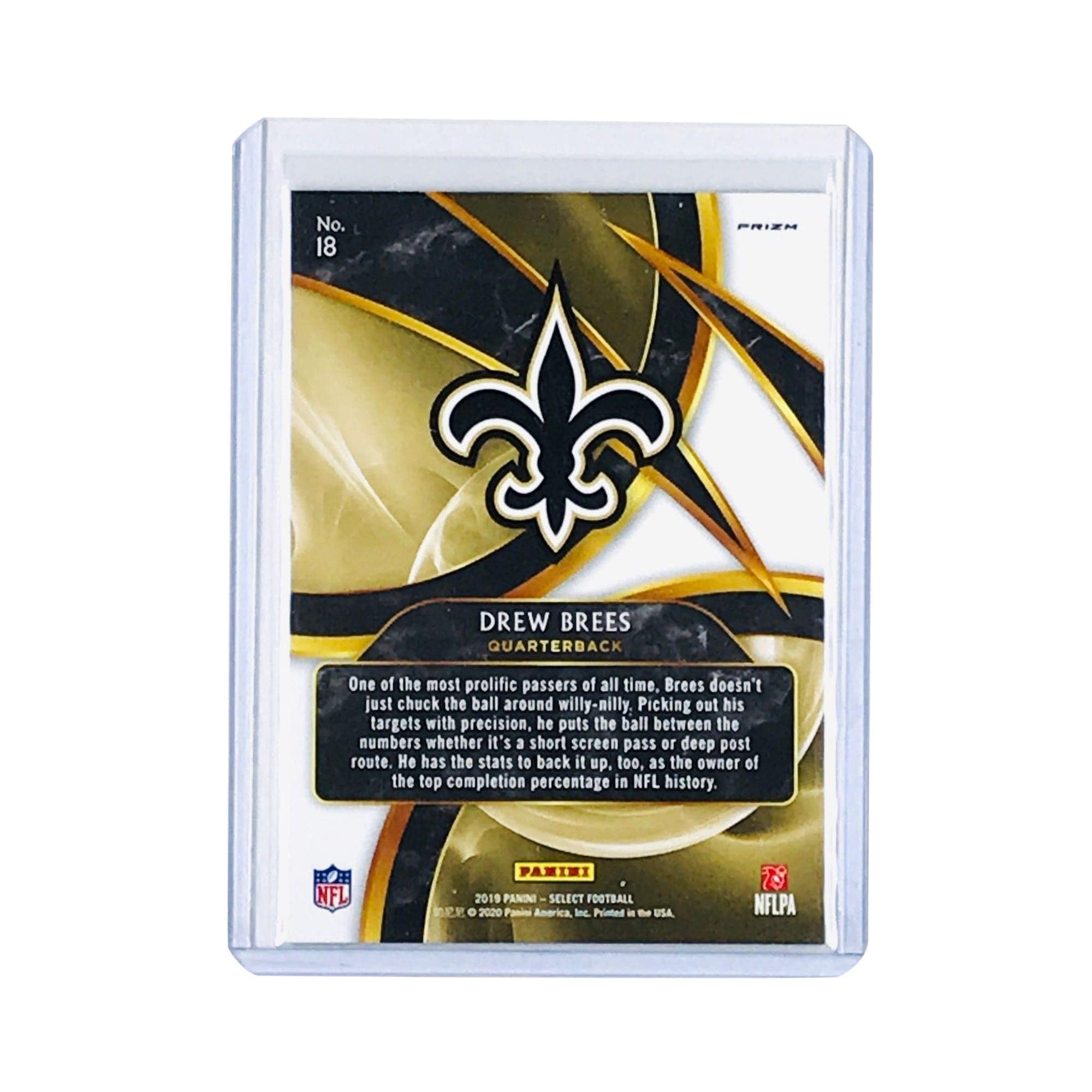 Panini Cards Drew Brees New Orleans Saints 2019 Panini Select NFL Prizm Sensations Card