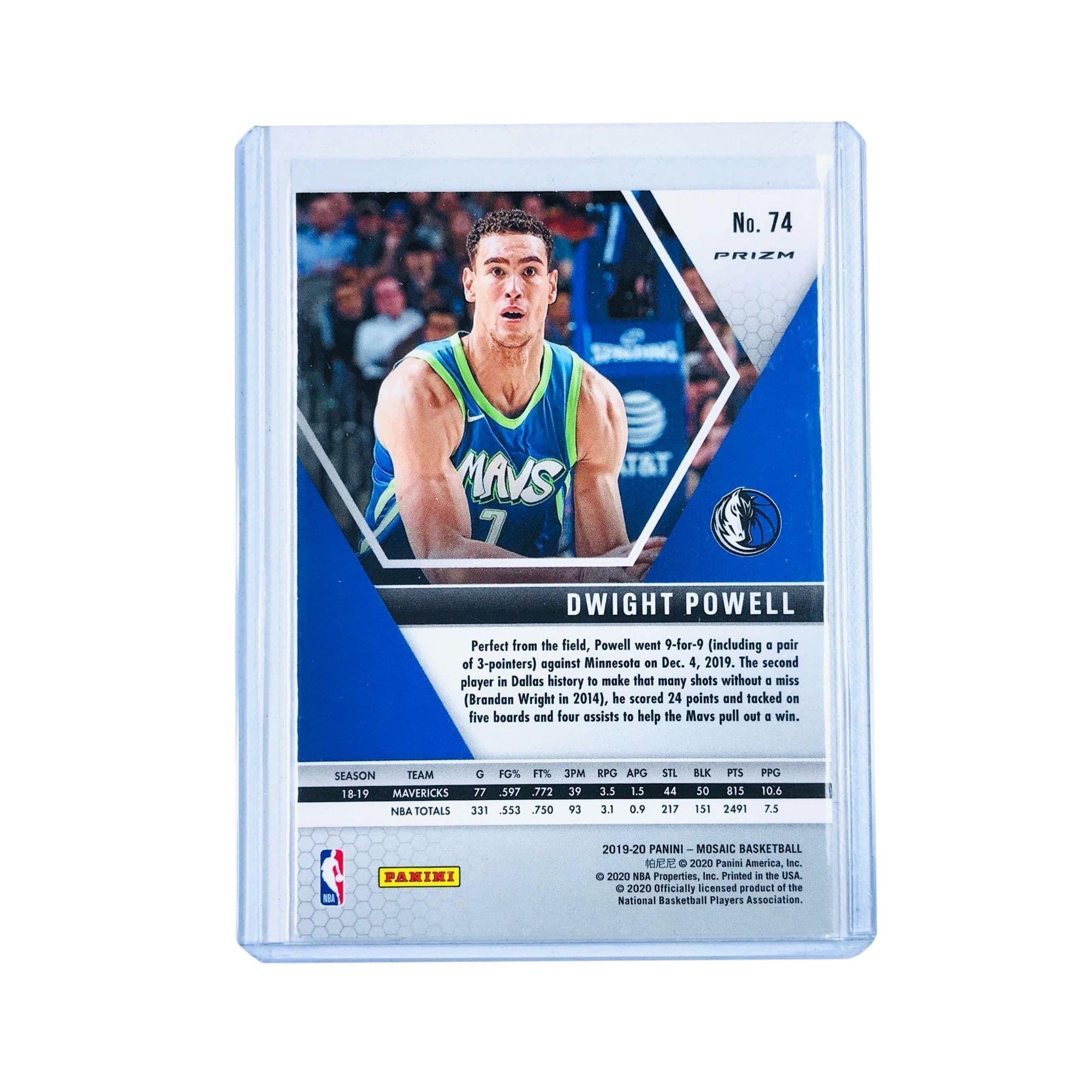 Panini Cards Dwight Powell Dallas Mavericks 2019-20 Panini Mosaic NBA Silver Hyper Card