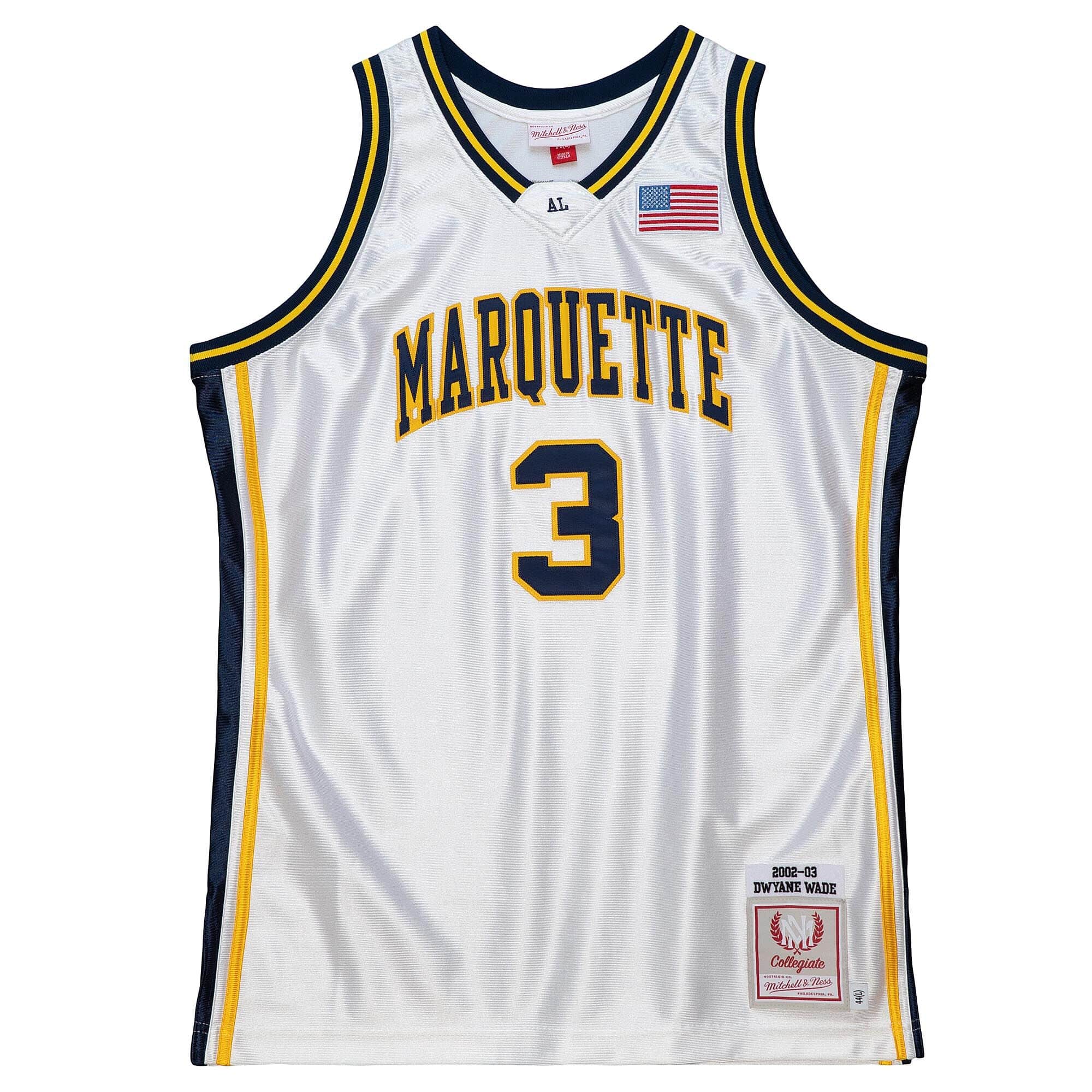 Mitchell And Ness Jerseys Dwyane Wade Marquette Golden Eagles 02-03 Mitchell & Ness NCAA Authentic Jersey - White