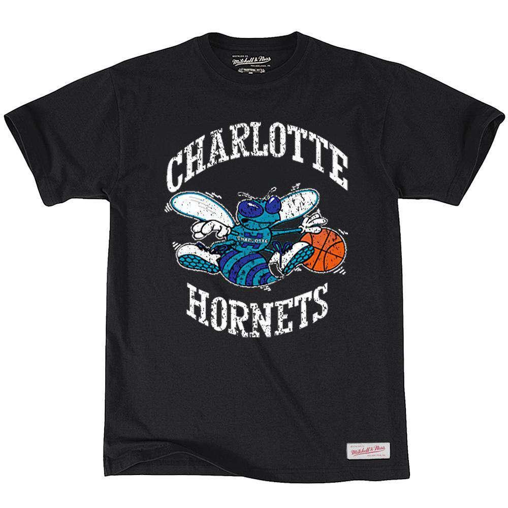 Charlotte Hornets Mitchell & Ness NBA Distressed HWC T-Shirt - Black