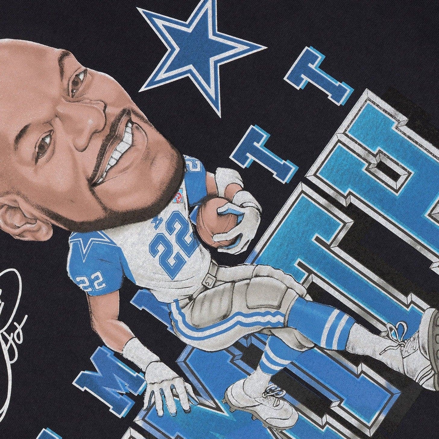 Mitchell And Ness T-Shirts Emmitt Smith Dallas Cowboys Mitchell & Ness NFL Caricature Vintage T-Shirt - Black