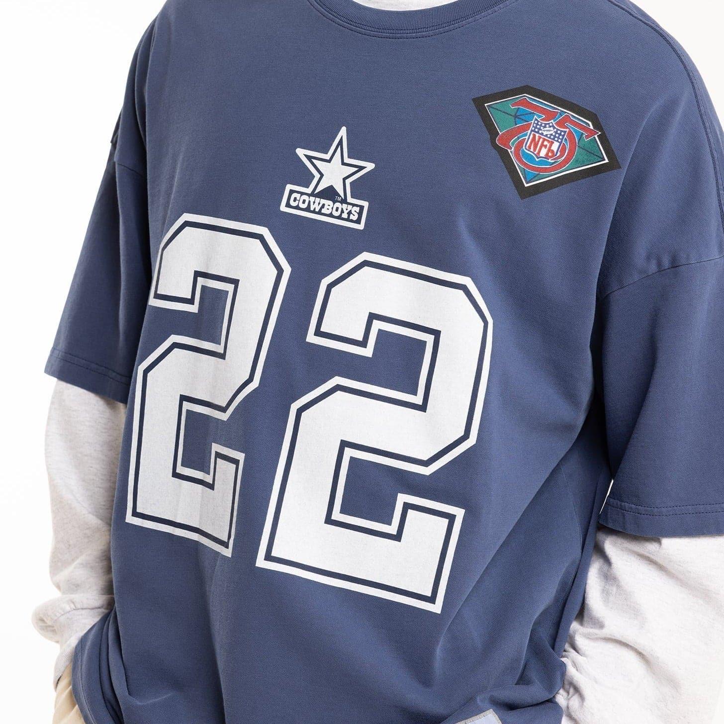 Mitchell And Ness T-Shirts Emmitt Smith Dallas Cowboys Mitchell & Ness NFL N&N Vintage T-Shirt - Vintage Blue