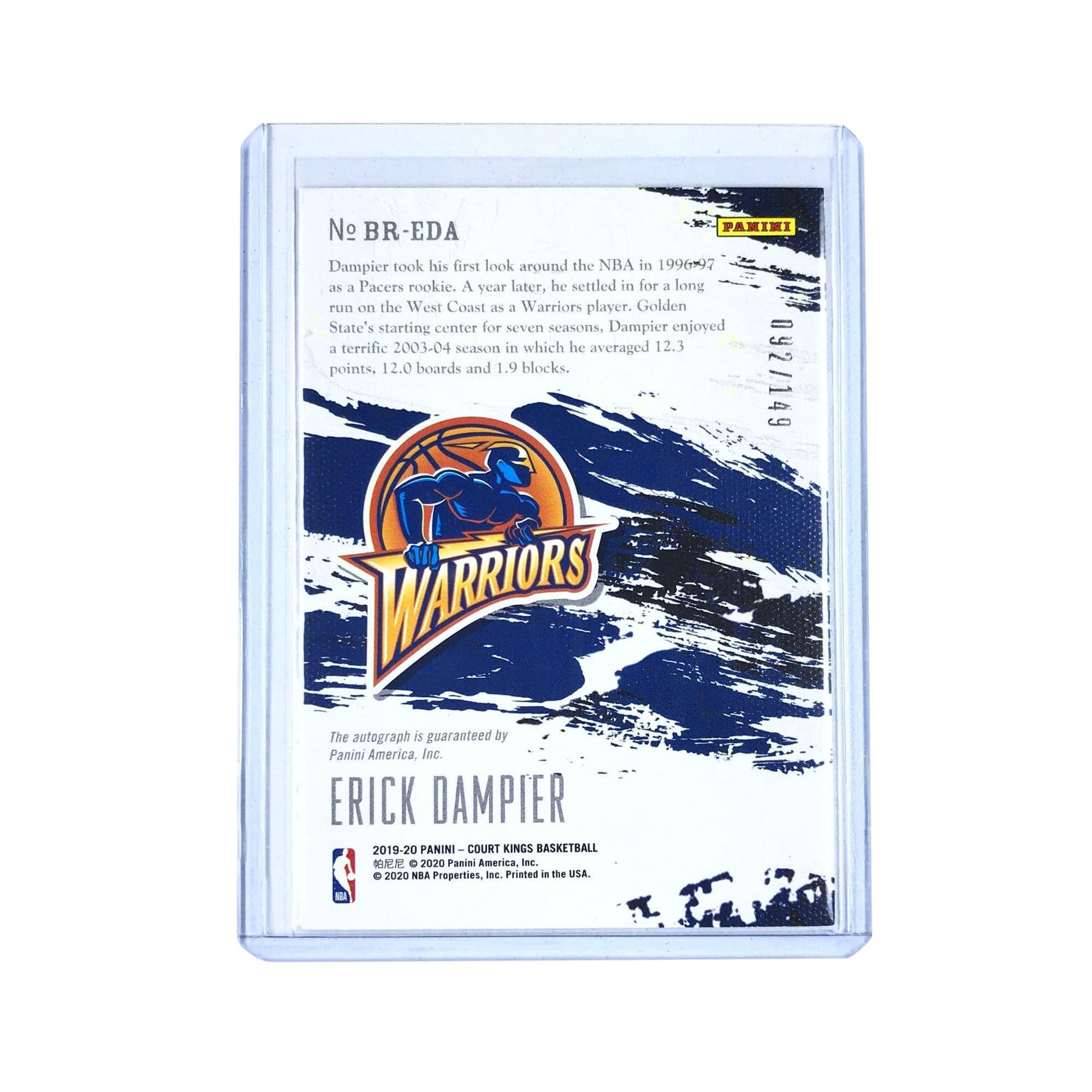 Panini Cards Erick Dampier Golden State Warriors 2019-20 Panini Court Kings NBA Brush Strokes /149 Card