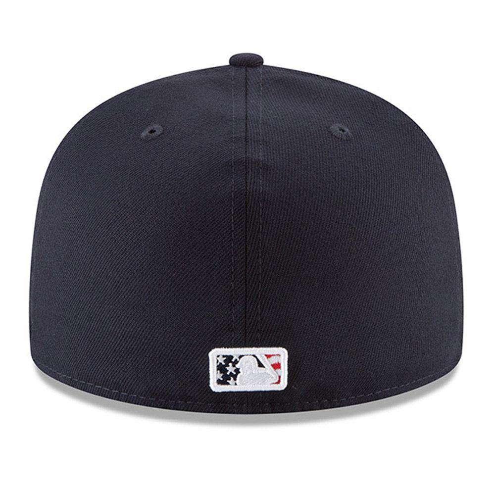 2018 4th of July Stars & Stripes MLB Logo New Era AC On-Field 59FIFTY Fitted Hat - Navy