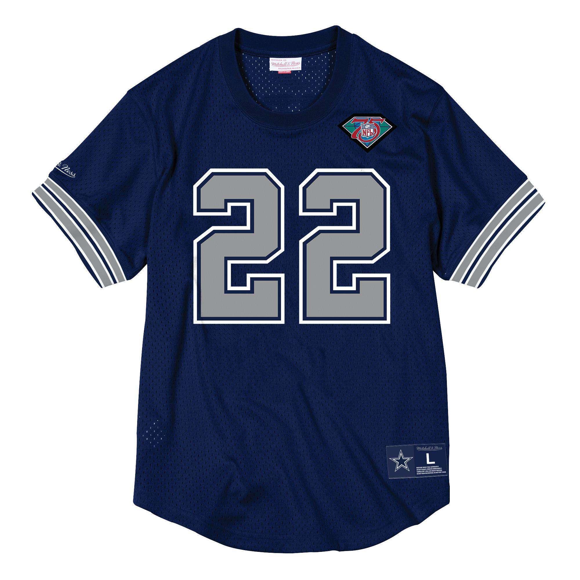 Emmitt Smith Dallas Cowboys Mitchell & Ness NFL Name Number Mesh Crew - Navy