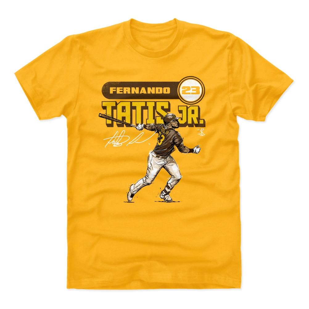 500 Level T-Shirts Fernando Tatis Jr San Diego Padres Retro 500 Level MLB Cartoon T-Shirt - Yellow