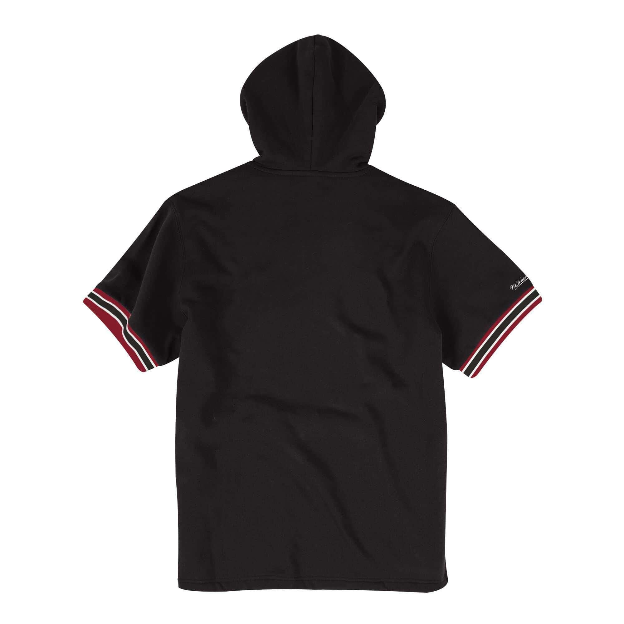 Chicago Bulls Mitchell & Ness NBA French Terry Short Sleeve Hoodie Jumper - Black