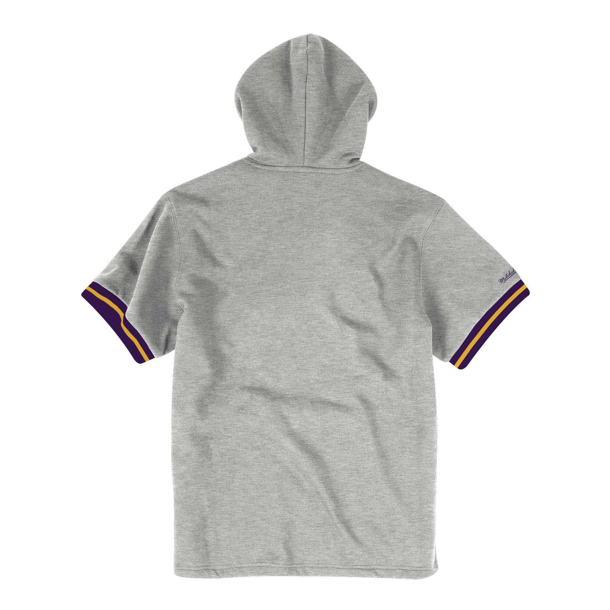 Los Angeles Lakers Mitchell & Ness NBA French Terry Short Sleeve Hoodie Jumper - Grey