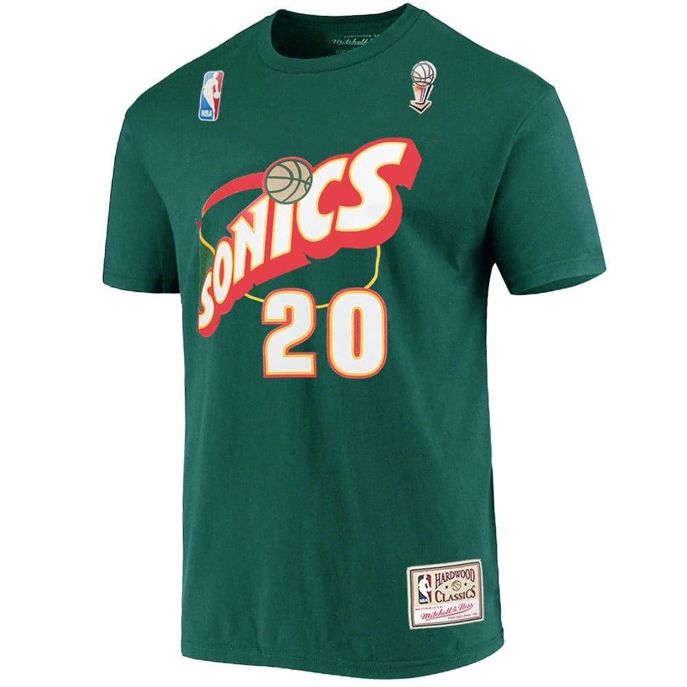 Mitchell And Ness T-Shirts Gary Payton Seattle Supersonics Mitchell & Ness NBA HWC Name Number T-Shirt - Green
