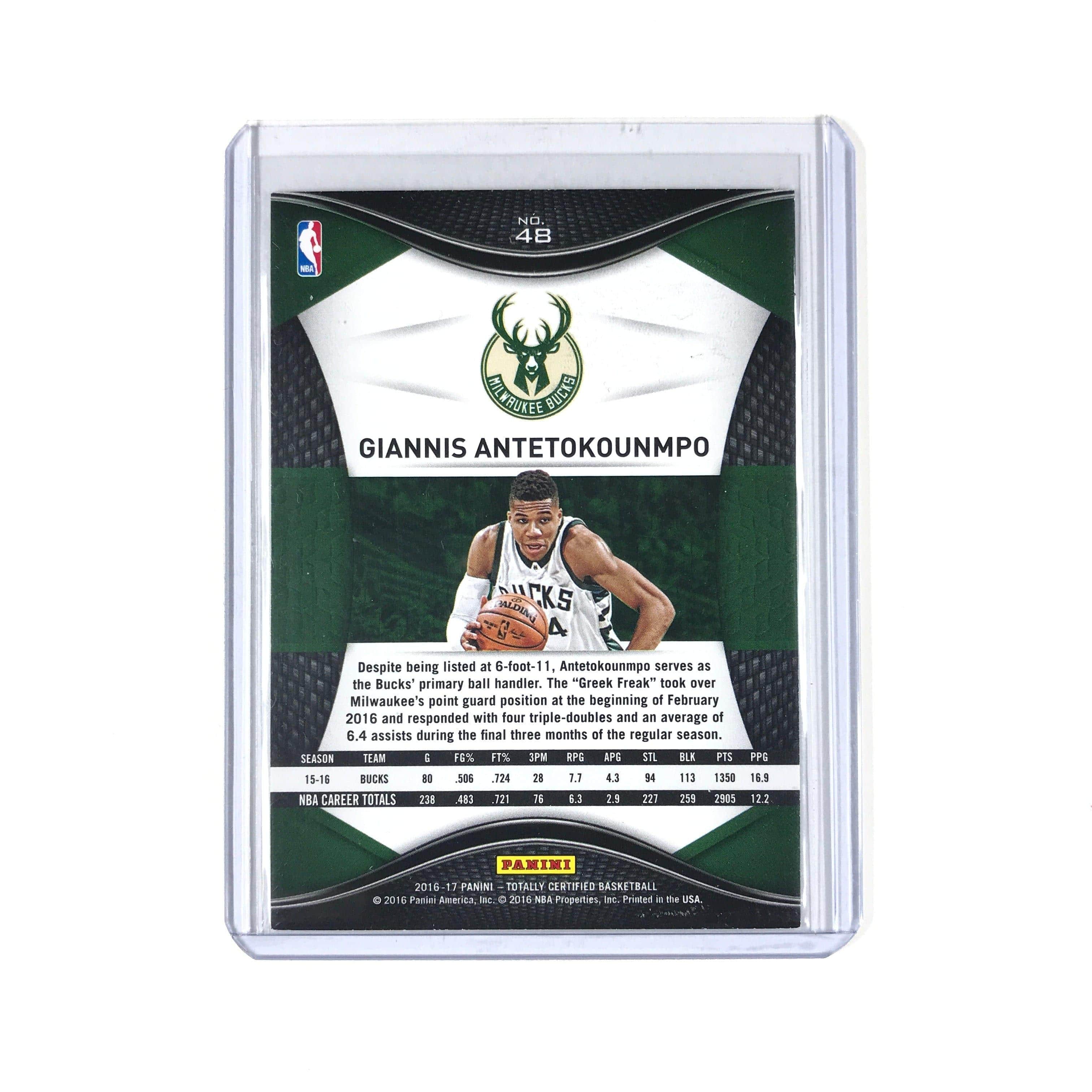 Panini Cards Giannis Antetokounmpo Milwaukee Bucks 2016-17 Panini Totally Certified NBA Card