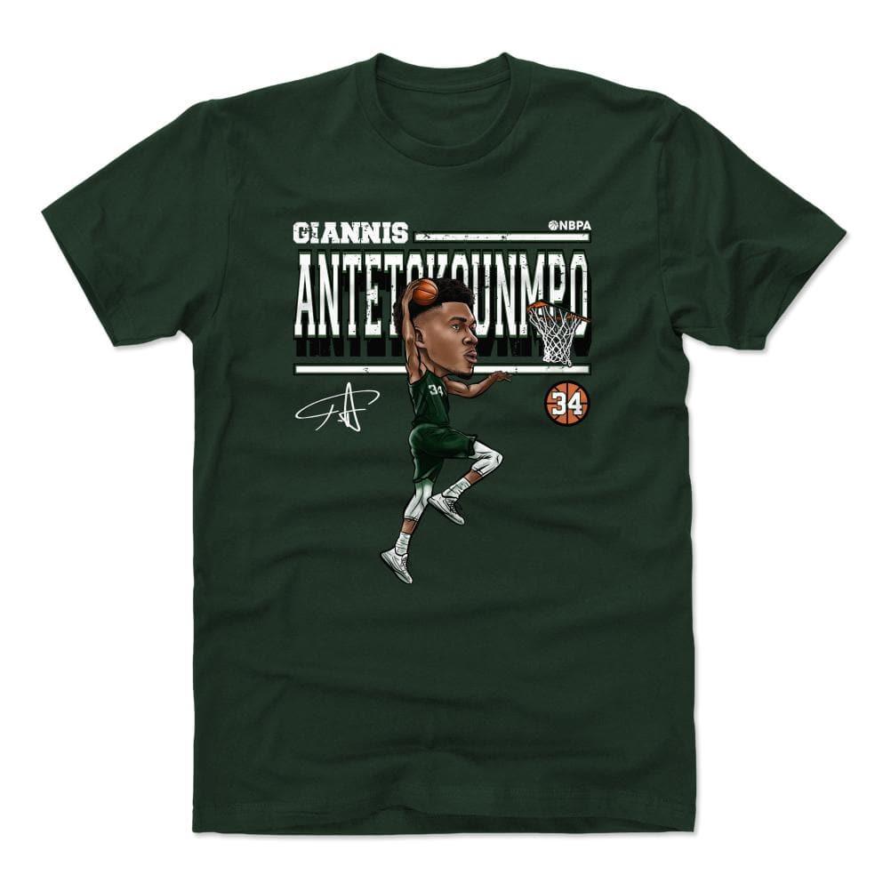 500 Level T-Shirts Giannis Antetokounmpo Milwaukee Bucks 500 Level NBA Cartoon T-Shirt - Green