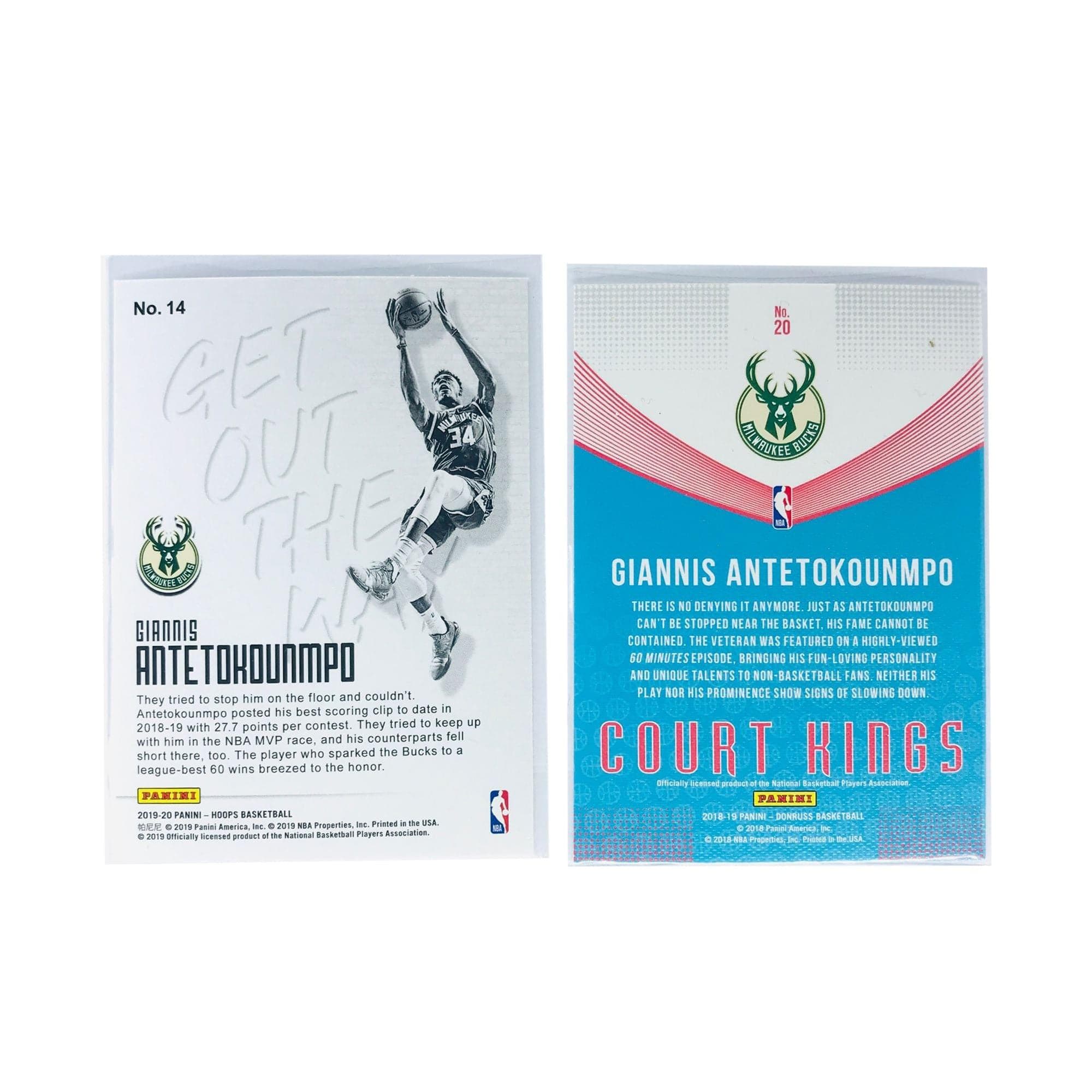 Panini Cards Giannis Antetokounmpo Milwaukee Bucks Panini NBA 2 Card Insert Set
