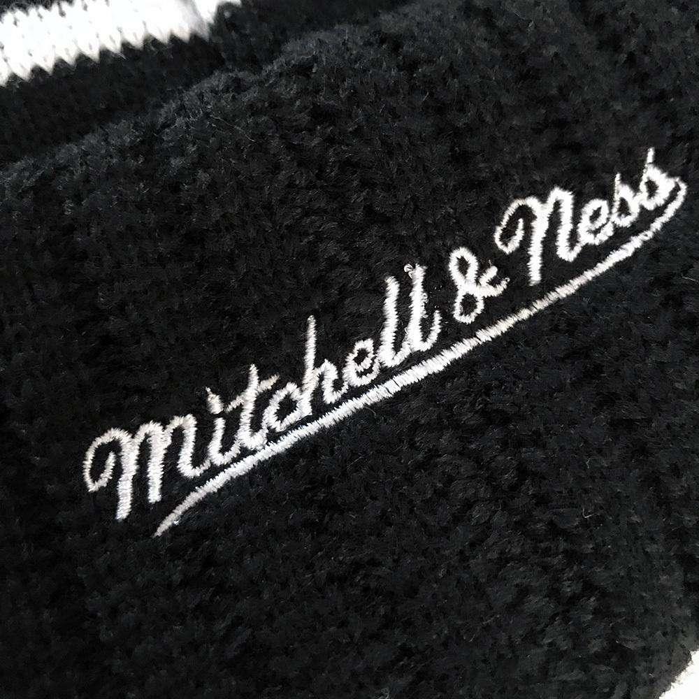 Mitchell And Ness Beanies Golden State Warriors Mitchell & Ness NBA Black & White HWC High 5 Knit Beanie