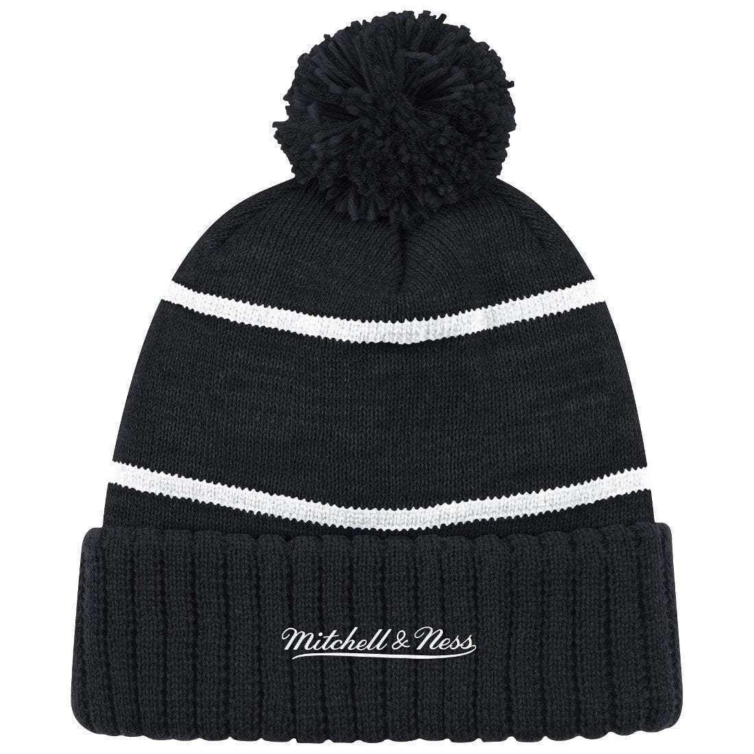 Mitchell And Ness Beanies Golden State Warriors Mitchell & Ness NBA Black & White HWC High 5 Knit Beanie